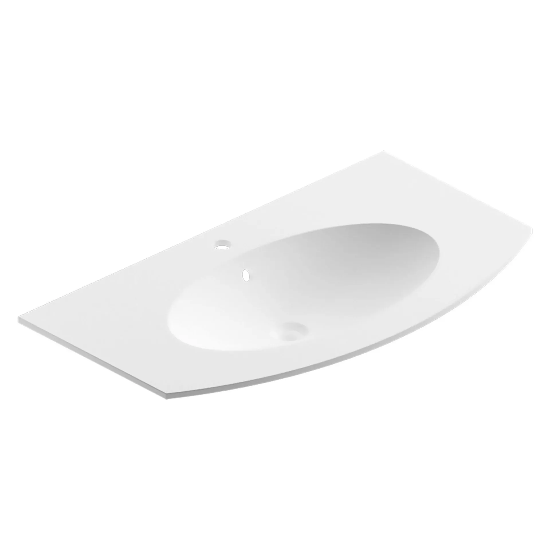 Lavabo da incasso modul round in mineral marmo bianco matt 1 vasca 90x1,2x51 cm (lxhxp)