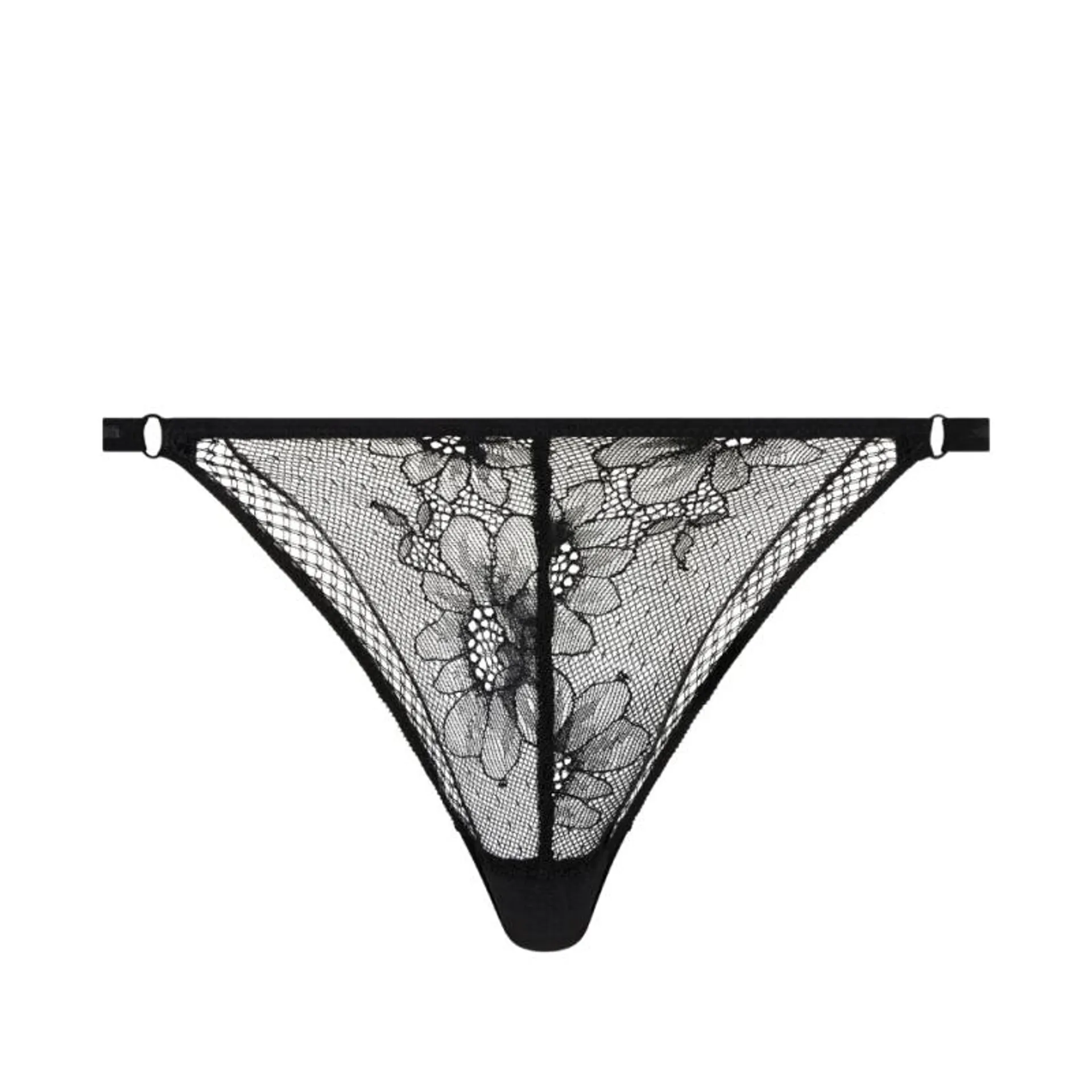 PAS-P48L70-011 - Tanga Rebecca in tulle e pizzo con elastici - nero