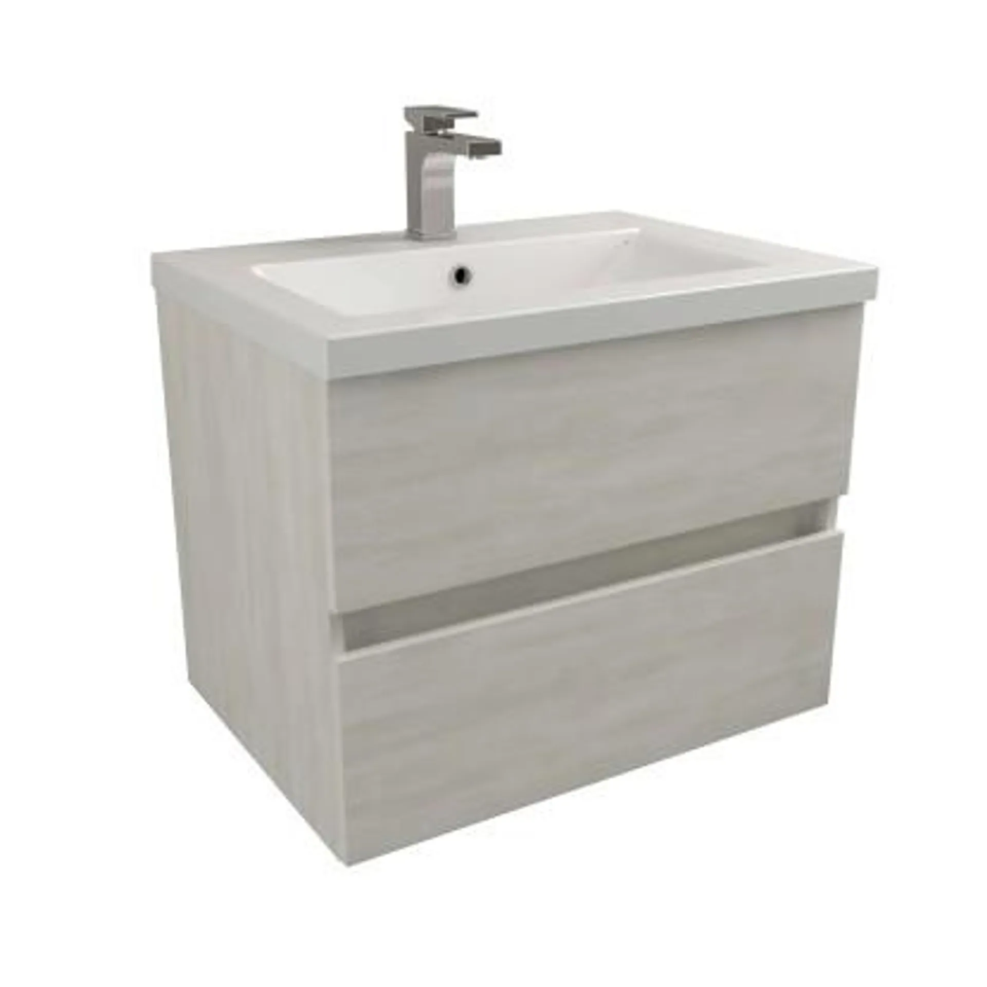 Mobile bagno base 2 cassetti lavabo integrato 70x50x58 cm larice bianco