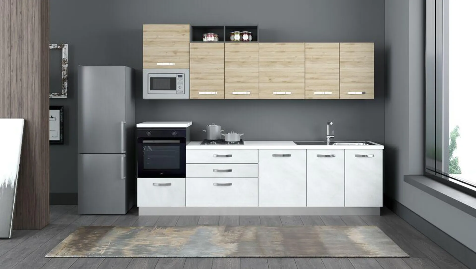 Cucina: colore: rovere/grigio