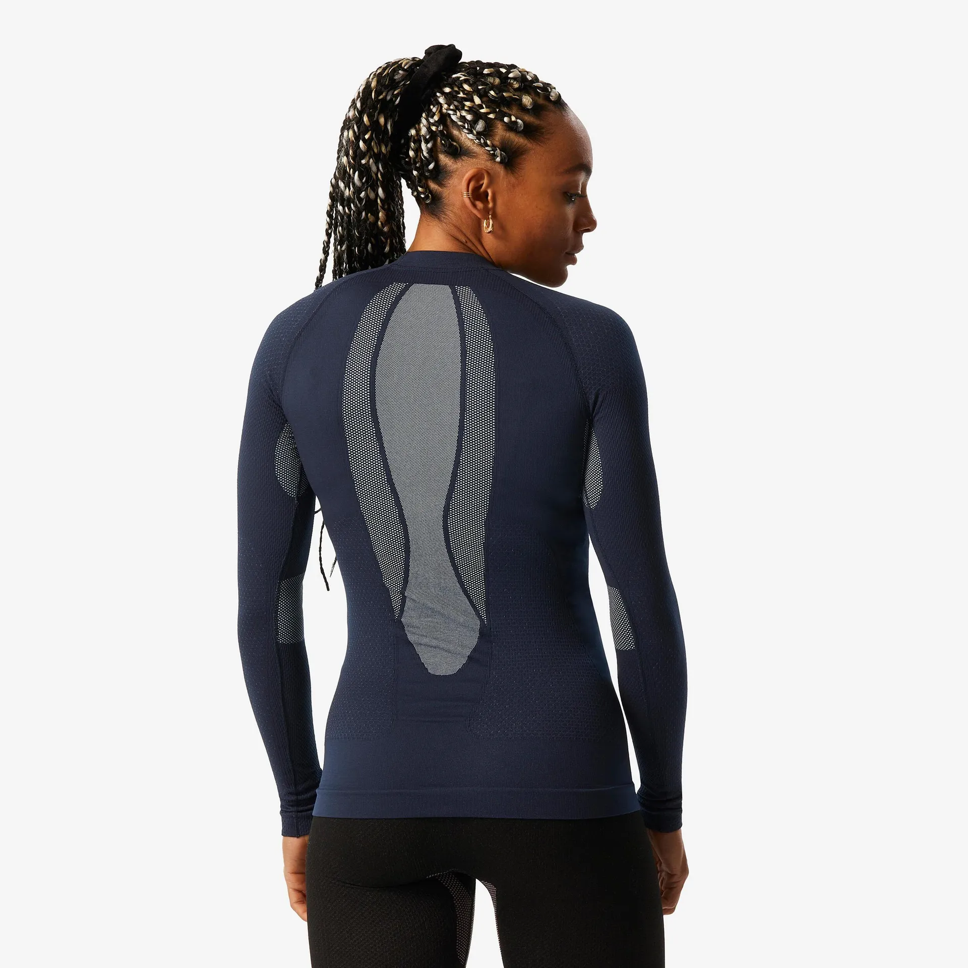 Maglia termica sci donna 580 SOFT SEAMLESS blu e azzurra