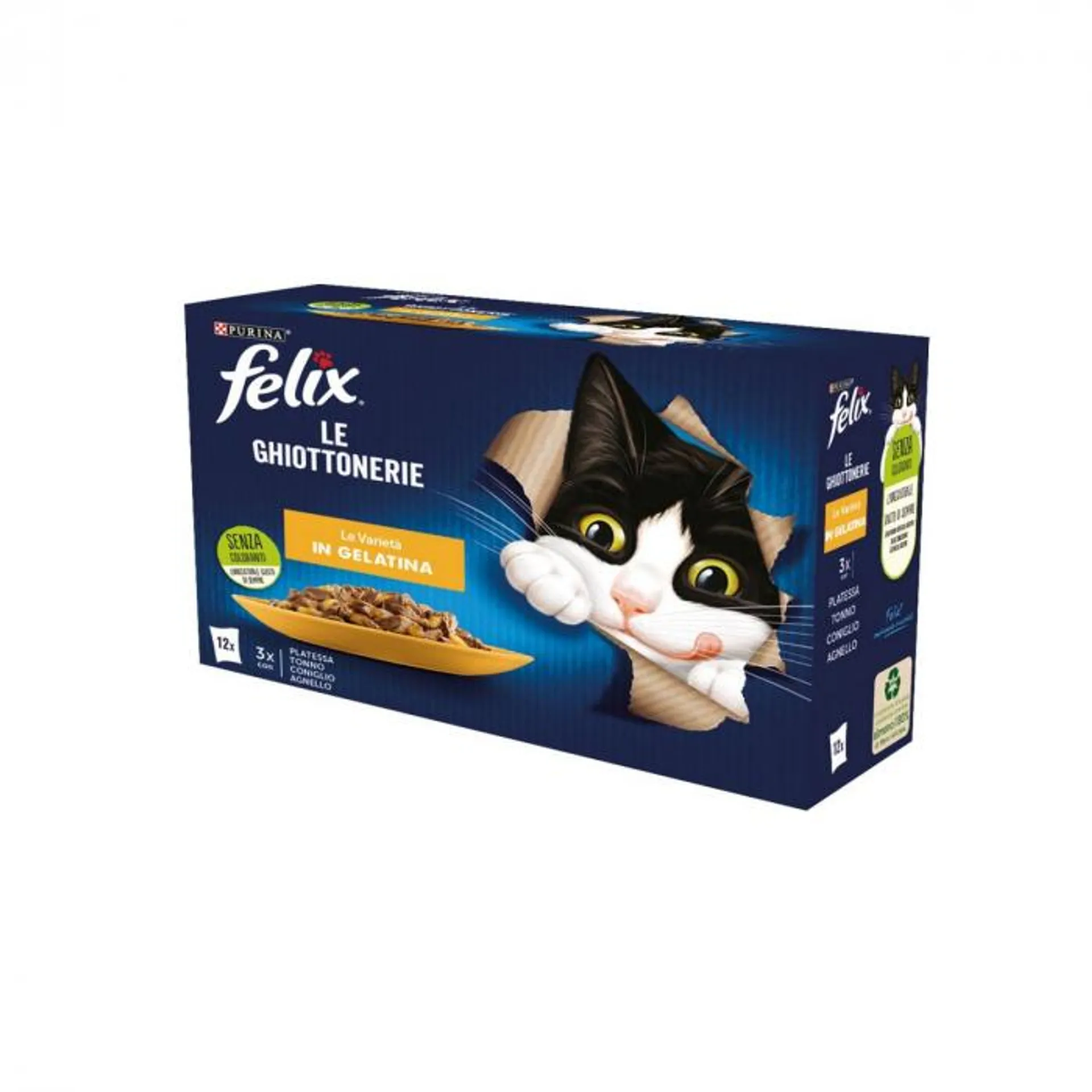 Purina felix le ghiottonerie bocconcini per gatti multipack 12 x 85 gr platessa tonno coniglio agnello