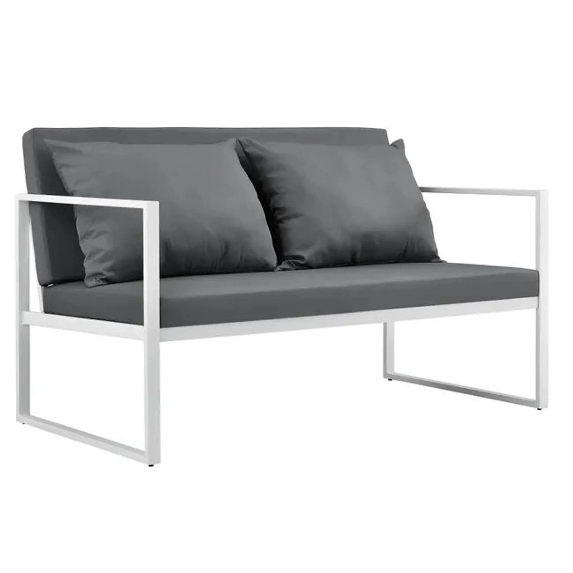 [casa.pro] Divano da giardino - sofa esterno - 70 x 114 x 60 cm - Mobile da giardino imbottito - Grigio/Bianco