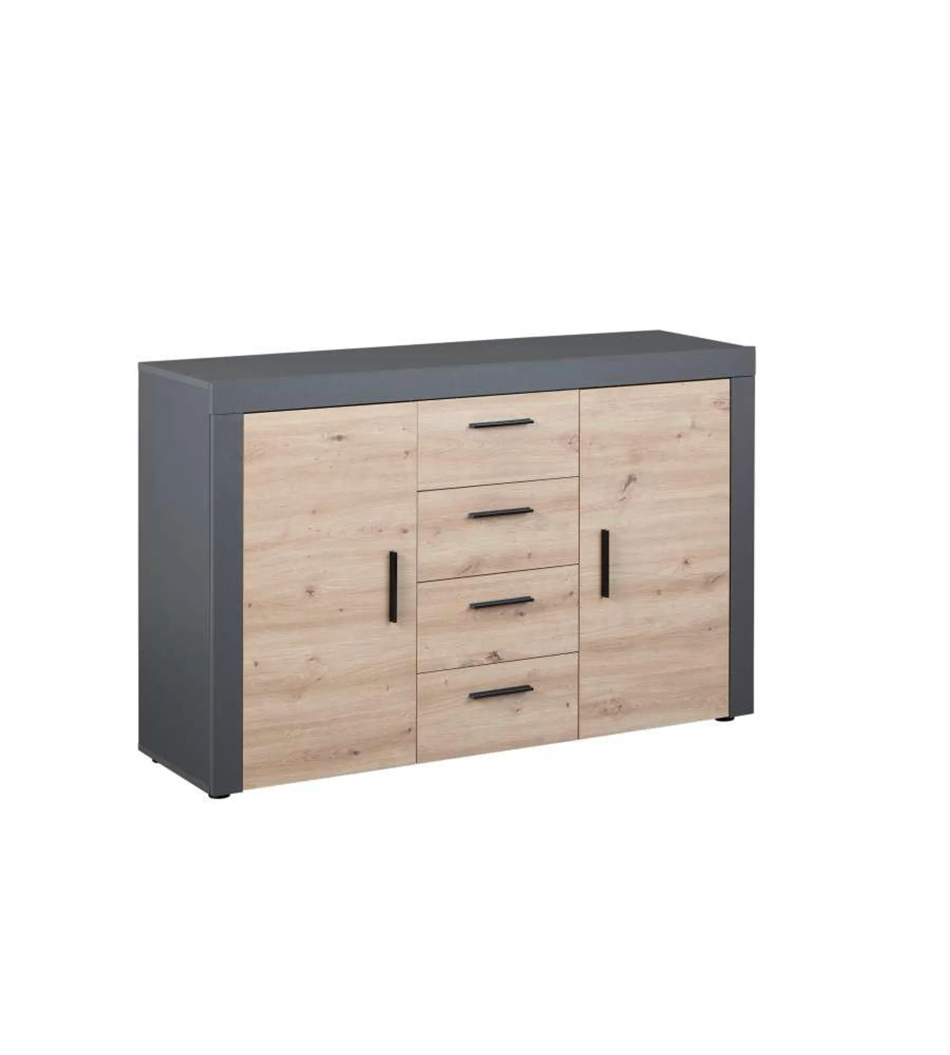 Credenza In Laminato Antracite + Frontale Quercia