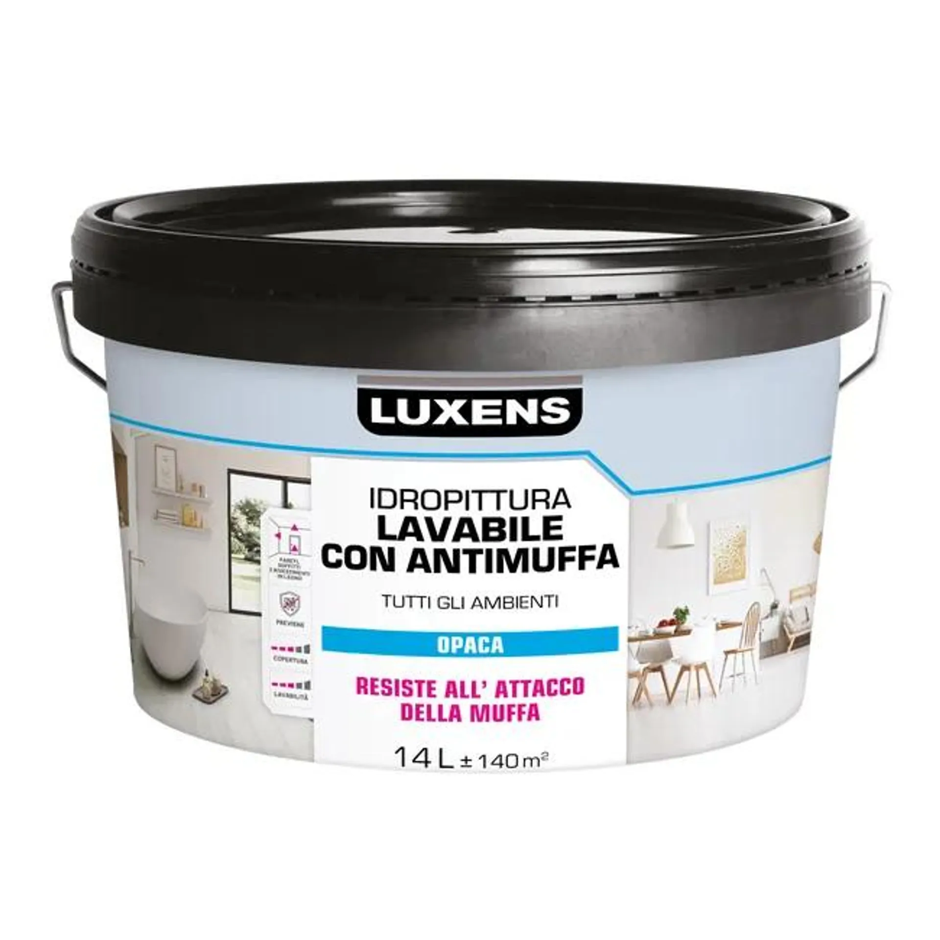 Pittura per interni antimuffa, LUXENS Extra Opaca bianco opaco, 14 L