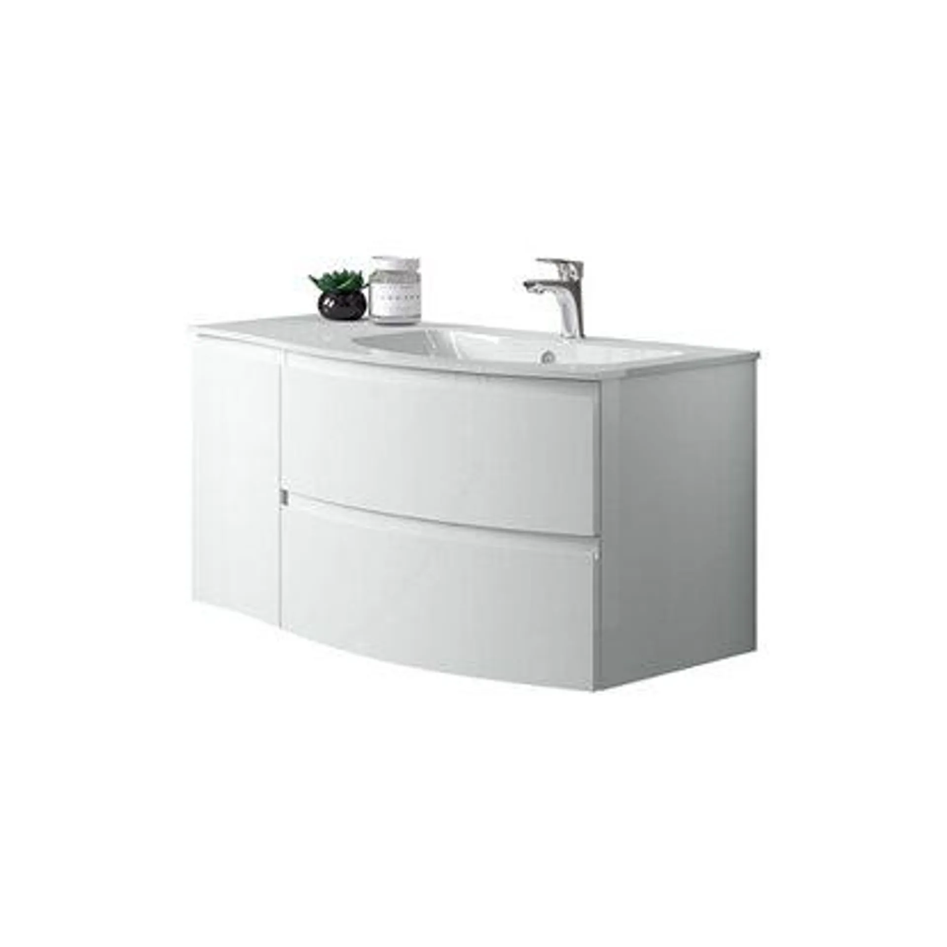 Top lavabo in acrilico vasca a destra bianco lucido 71x14x52 cm