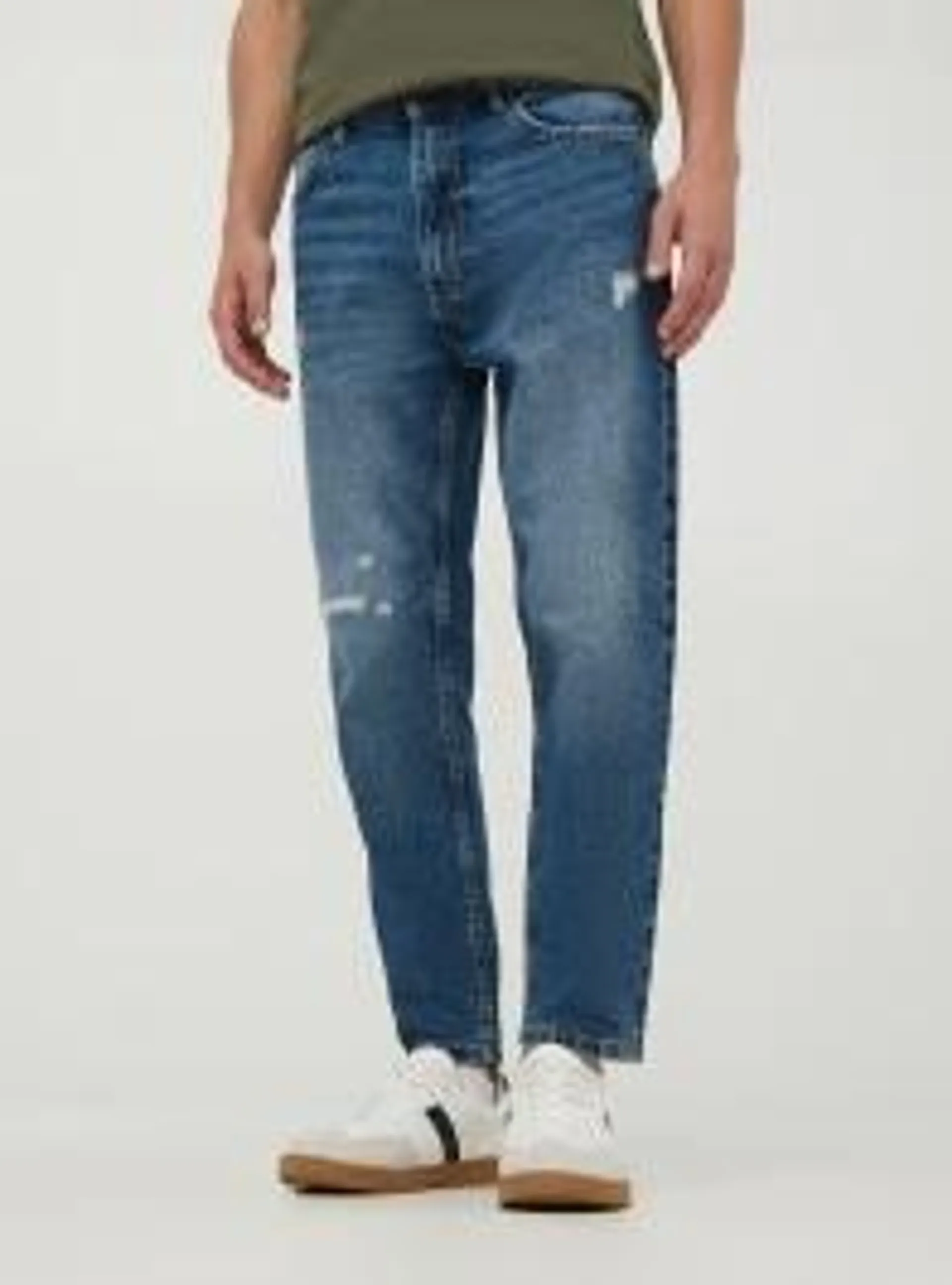 Jeans relaxed con strappi Blu denim scuro