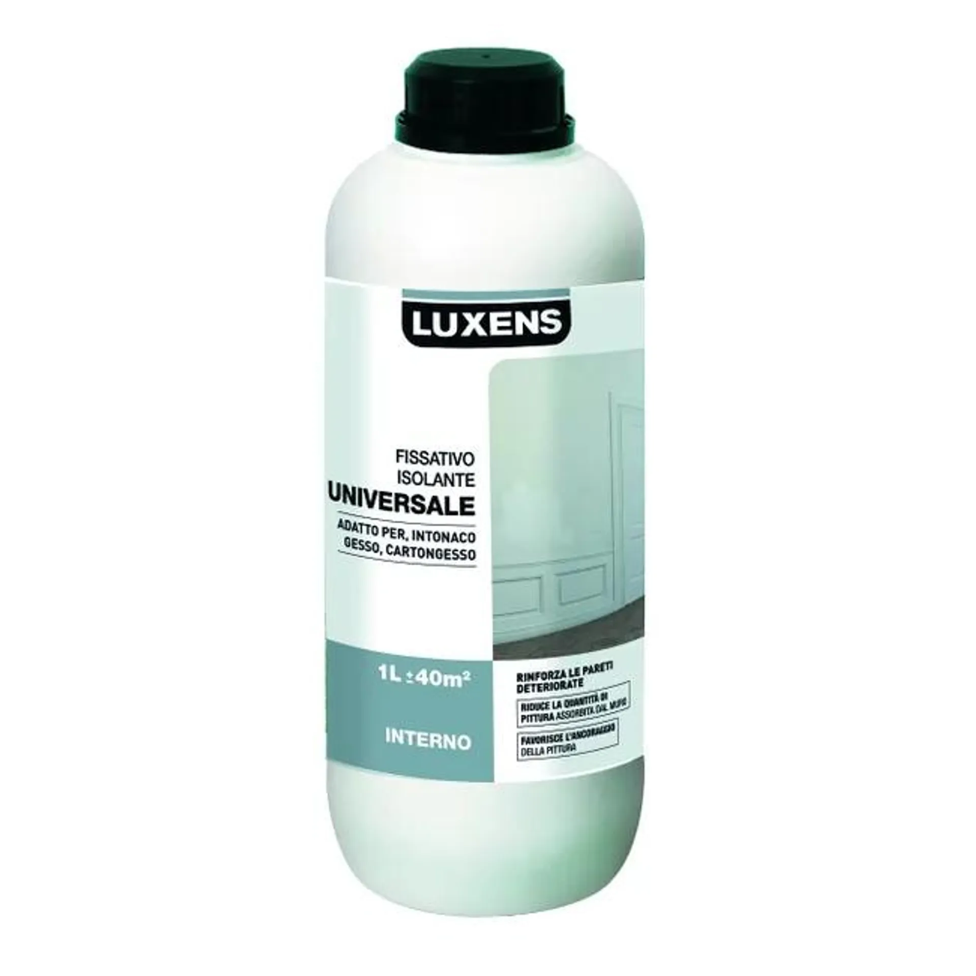 Fissativo per pittura su legno e intonaco di calce cementizia e cartongesso LUXENS isolante universale base acqua 1 L