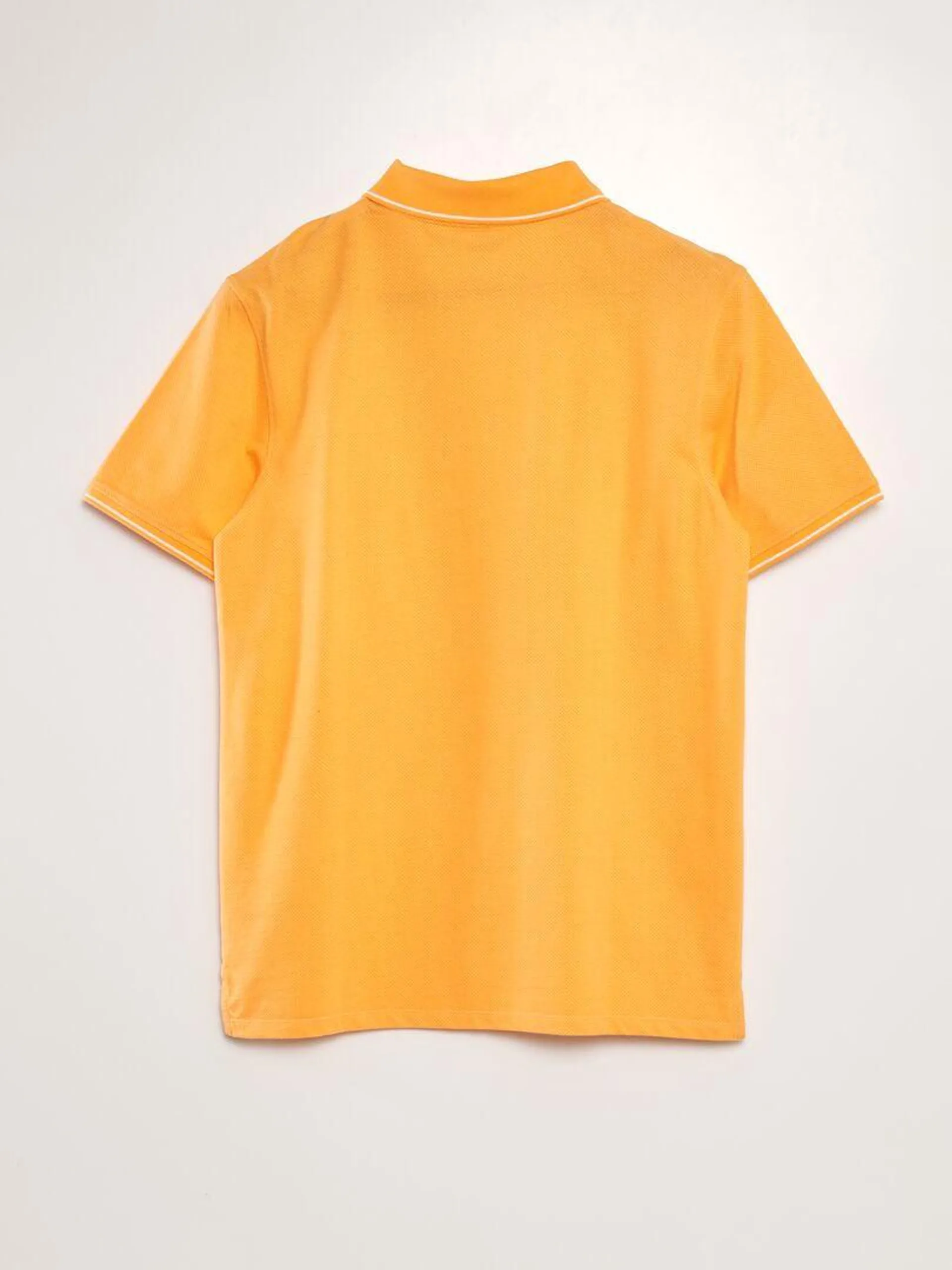 Polo de piqué de algodón de efecto moteado - NARANJA