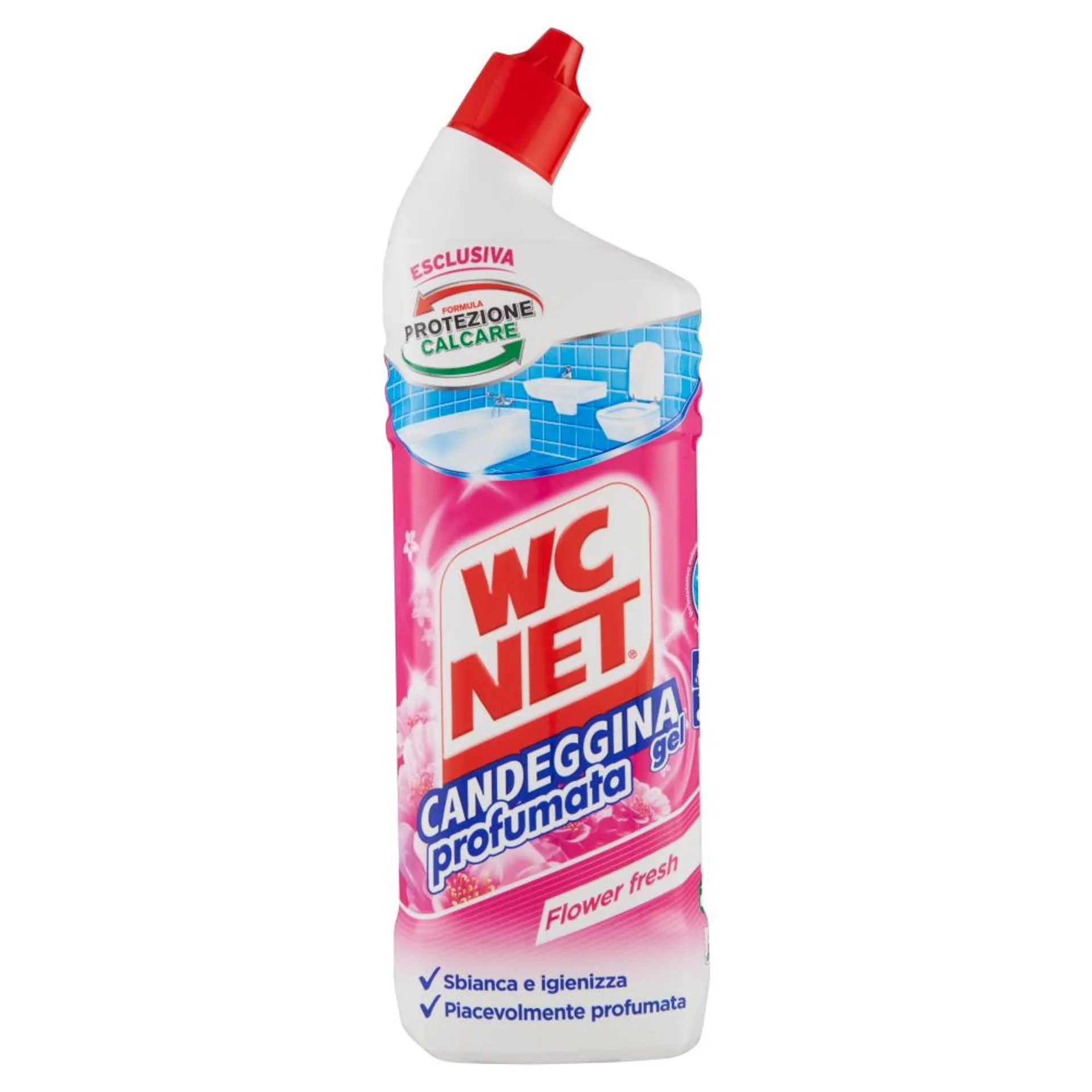 Wc Net - Candeggina Gel Profumata, Detergente per Sanitari e Superfici, Flower Fresh, 800 ml