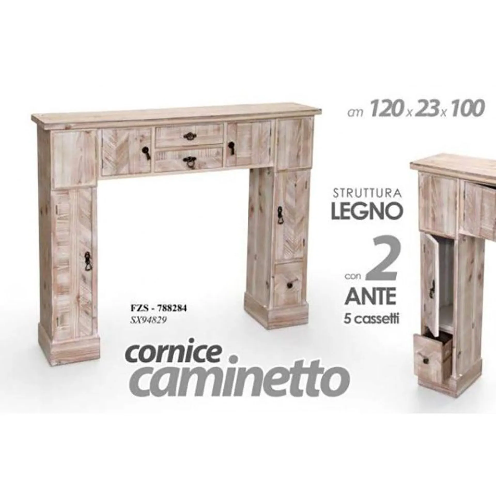 Cornice Caminetto 120x23x100cm 788284