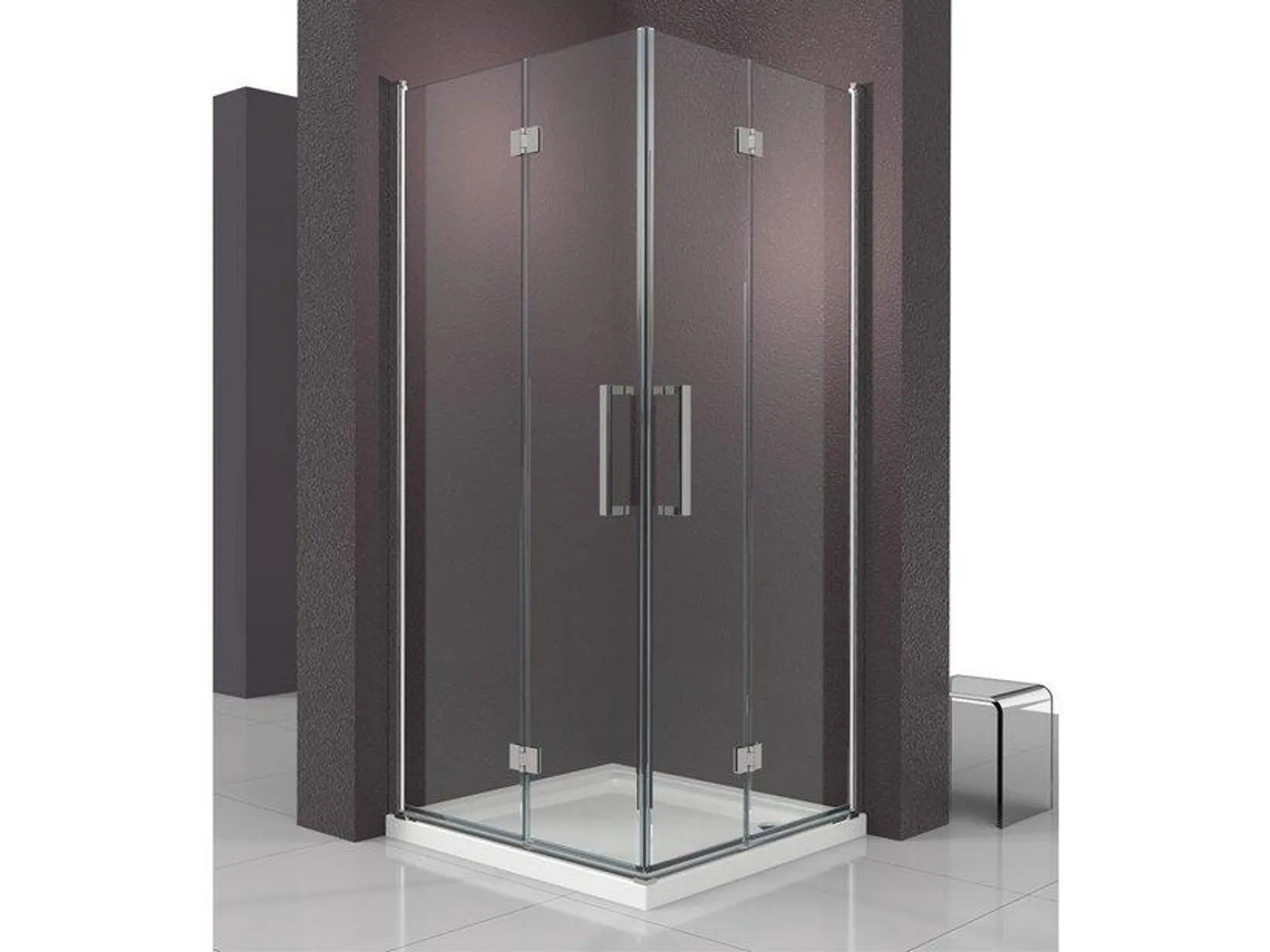 Box Doccia Angolare Fantasy2 70x90 H192 Est Porte Pieghevoli Cristallo 6 mm Trasparente Cromato