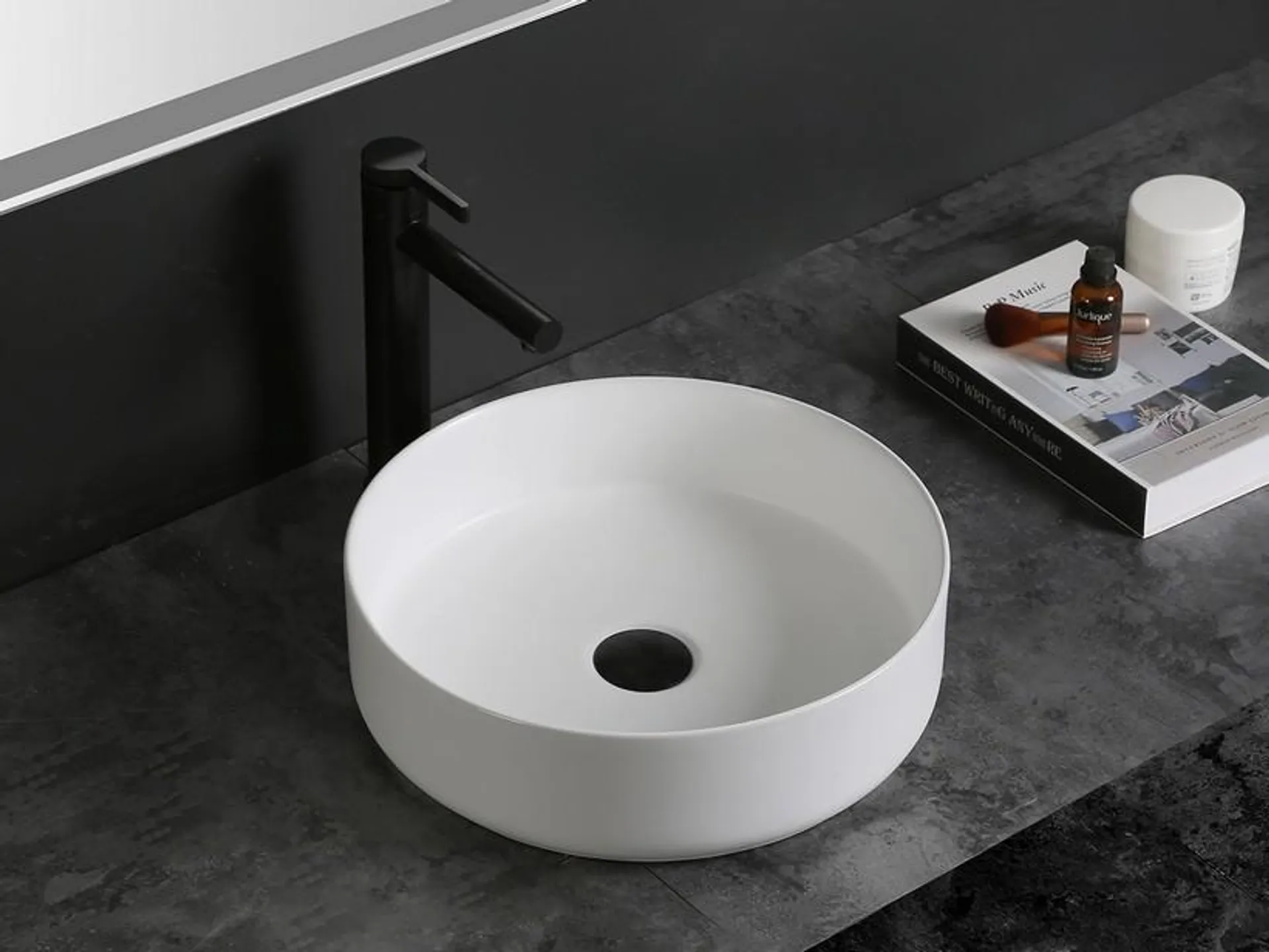 Lavabo da Appoggio Sesia Ø39,5xH11,5 in Ceramica Bianco Opaco