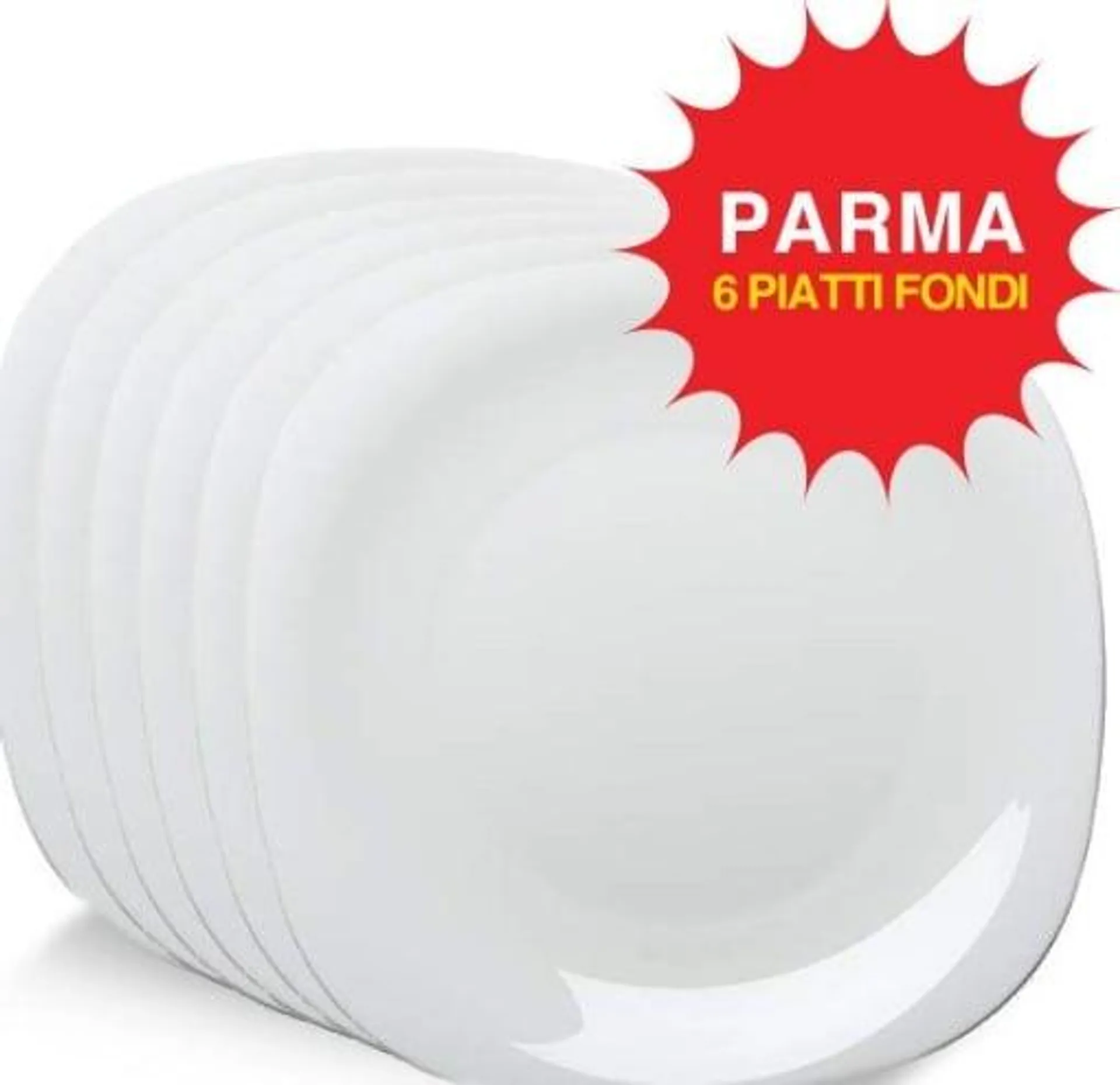 6 PIATTI FONDI LINEA PARMA ROCCO BORMIOLI IN OPALGLASS BIANCO QUADRATI 22,5CM