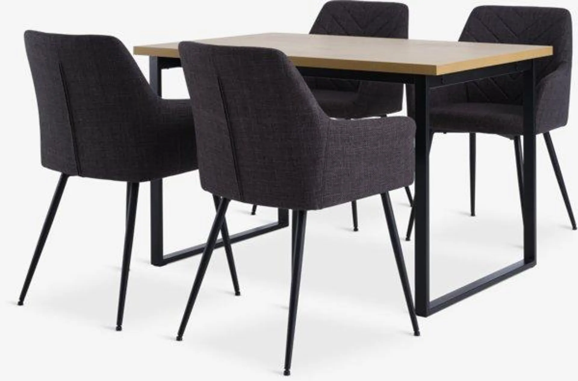 AABENRAA Tavolo L120 cm rovere + 4 PURHUS Sedie grigio/nero