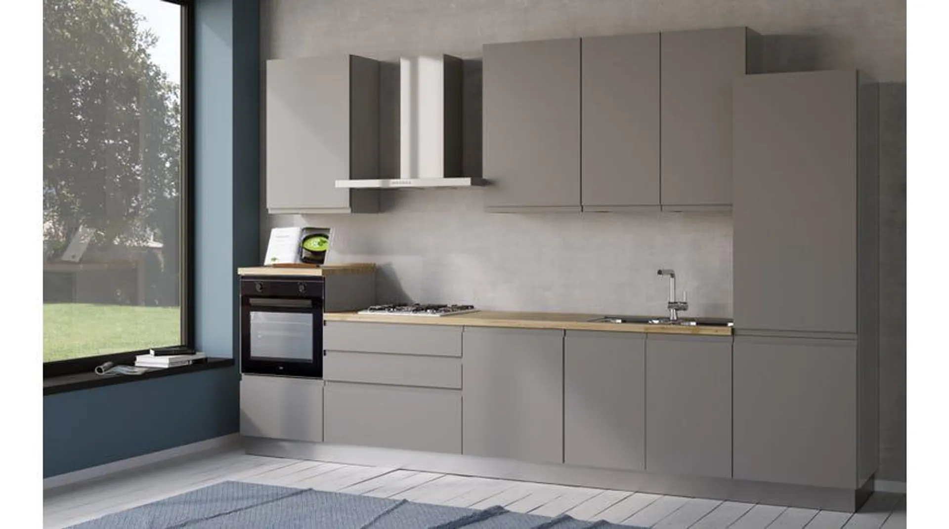 Iris cucina 360 cm colore grigio chiaro