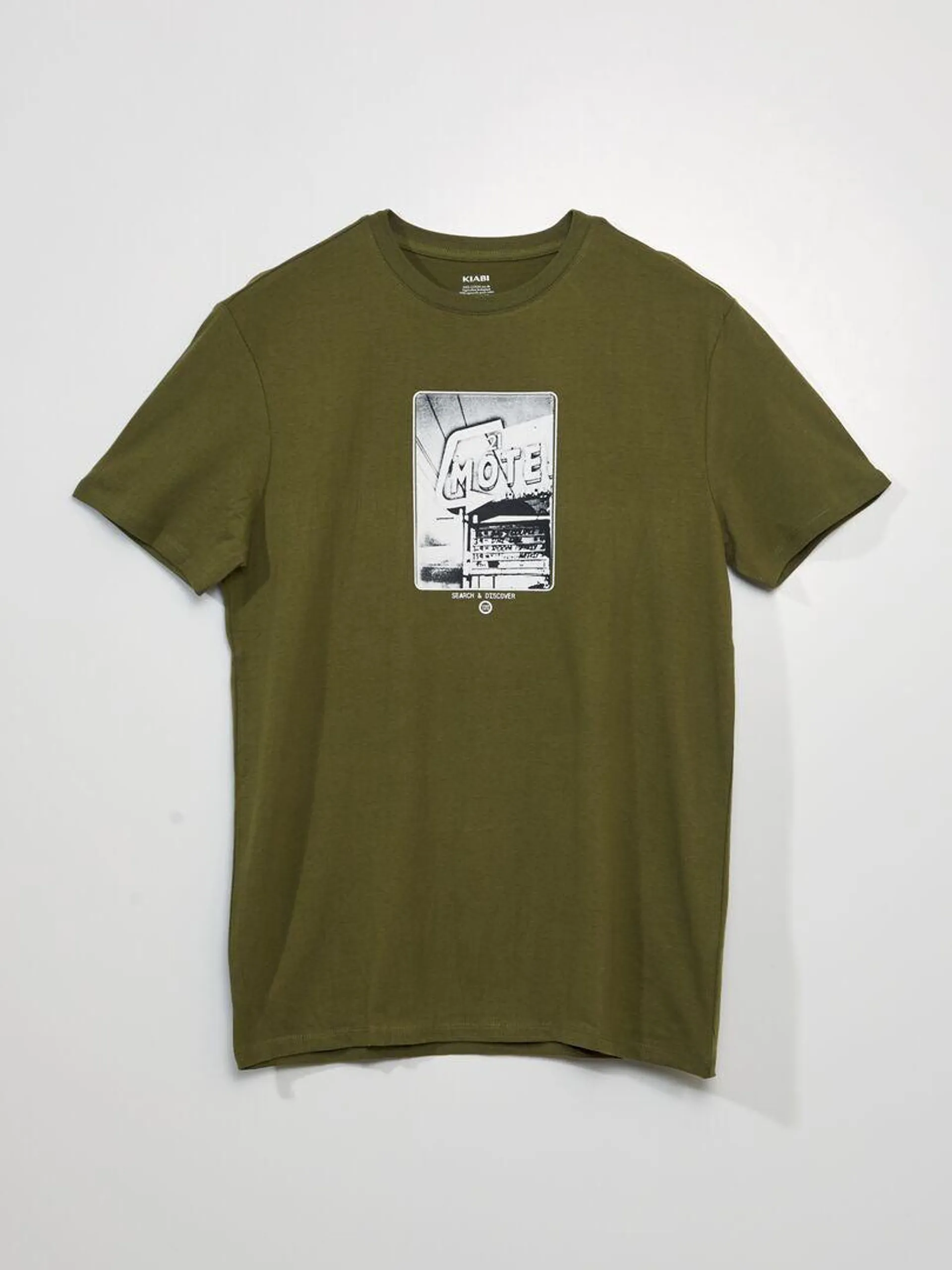 T-shirt a maniche corte con stampa - VERDE
