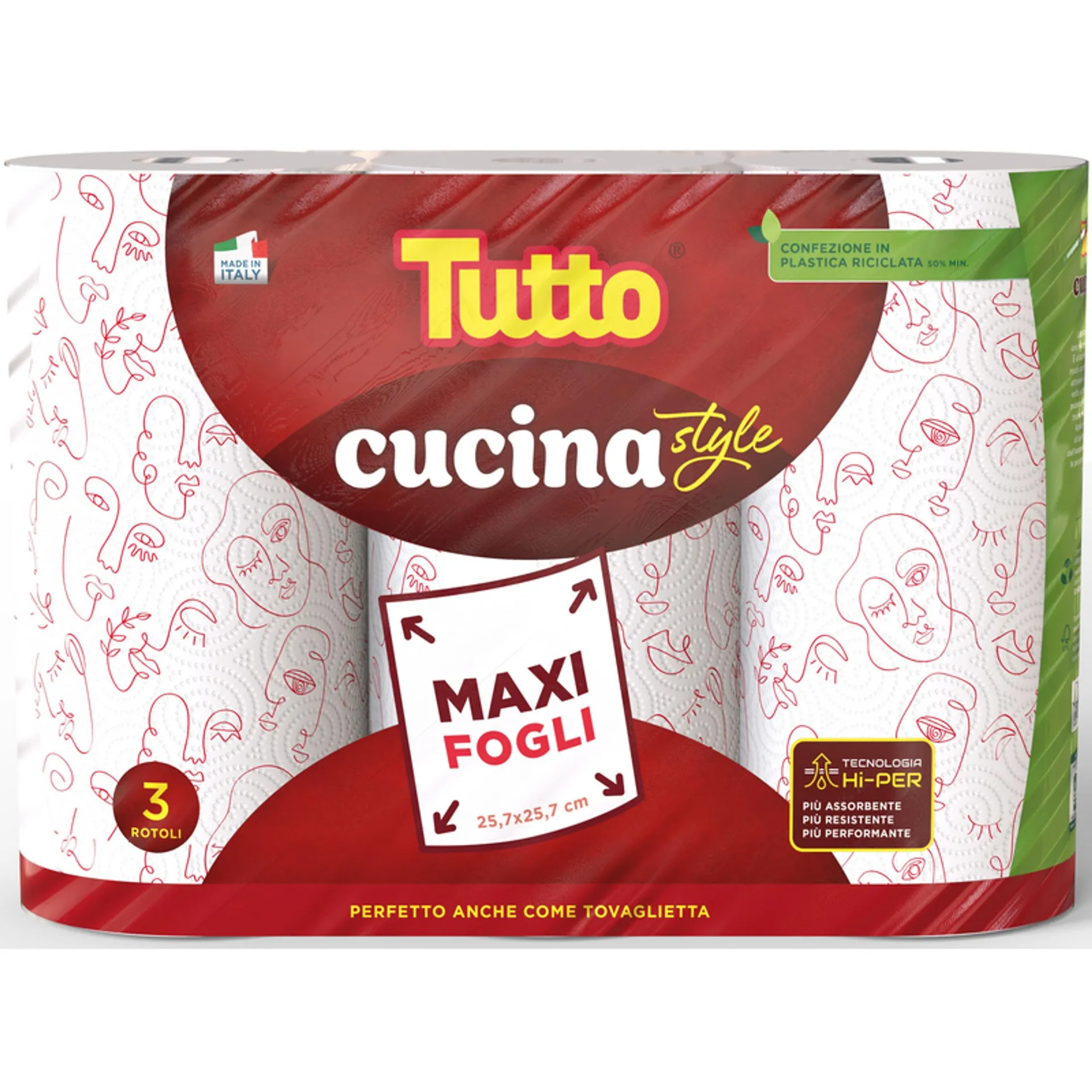 TUTTO CUCINA STYLE 3 ROTOLI MAXI FOGLI 25,7x25,7 CM