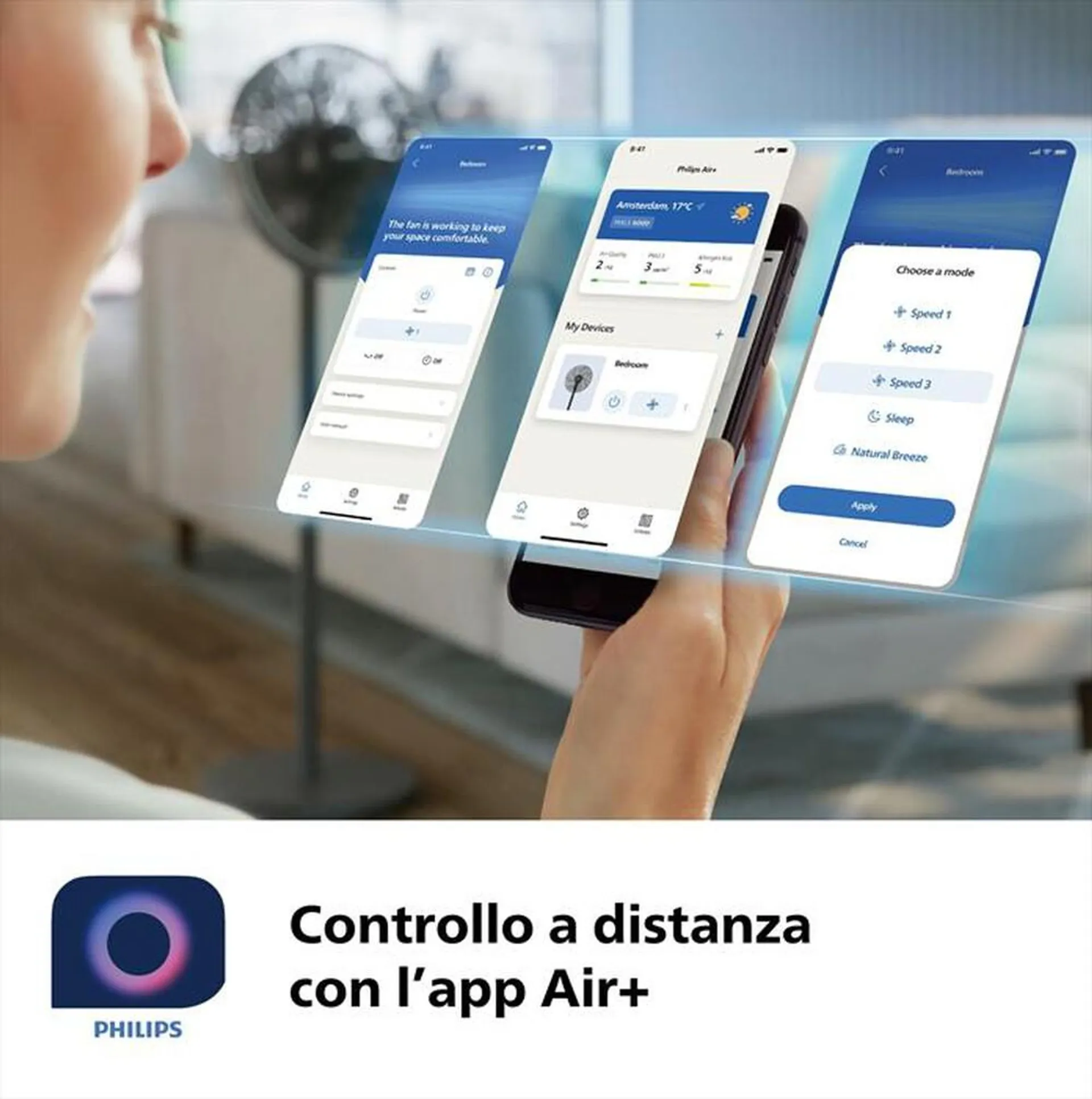 PHILIPS - Ventilatore a piantana SERIES 3000 CX3550/01-Nero
