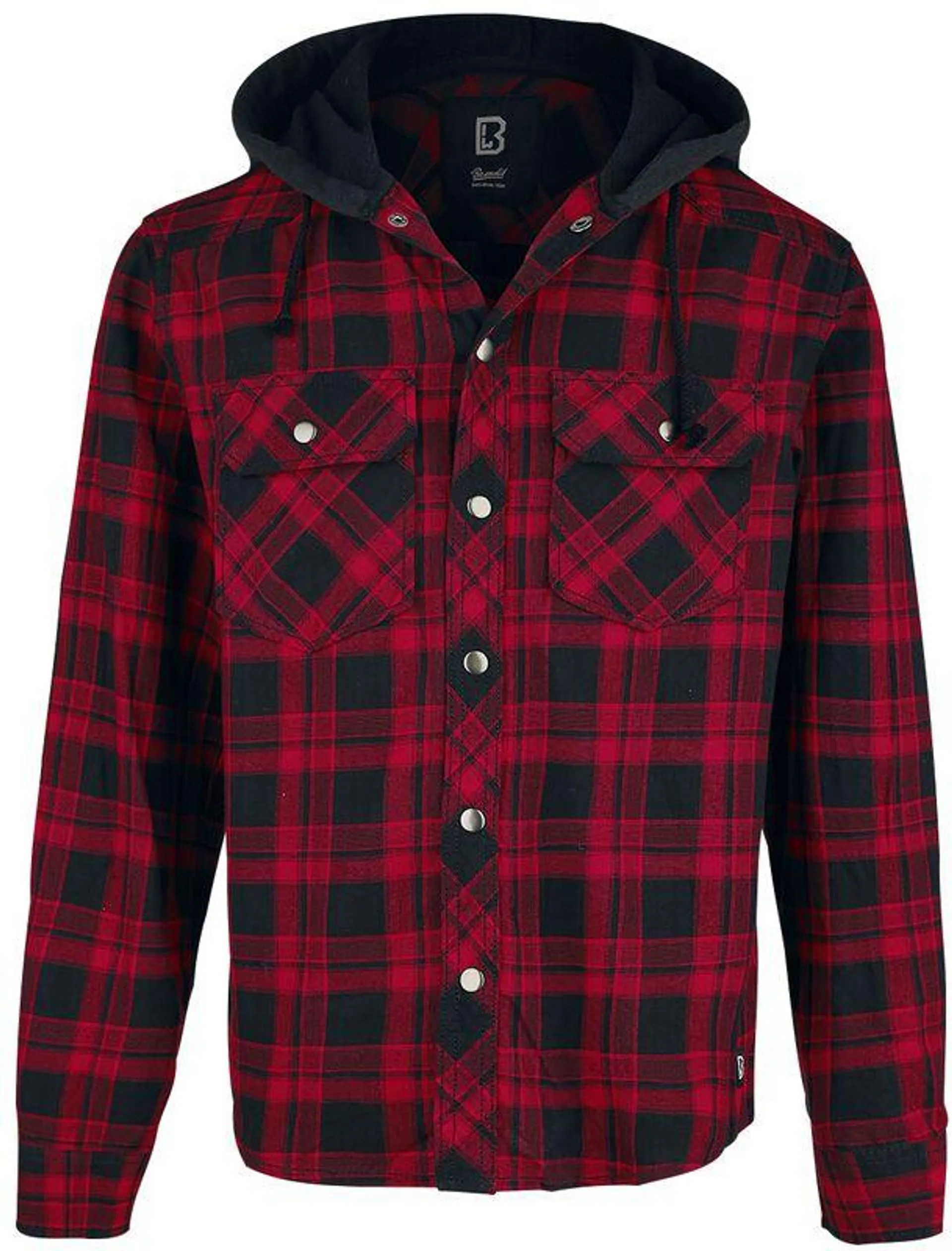 Checkshirt Sweathood | Camicia Maniche Lunghe | rosso/nero | Brandit