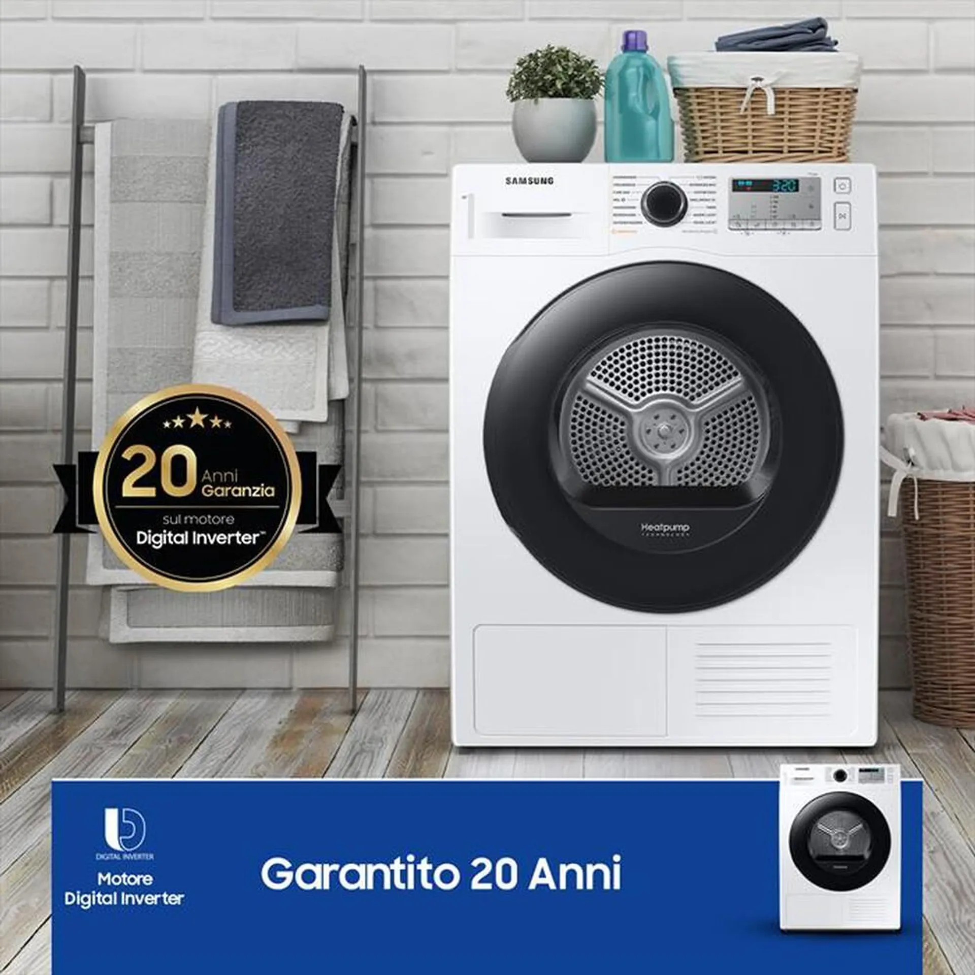 SAMSUNG - Asciugatrice DV80CGC2B0AHET 8 Kg Classe A+++-bianco