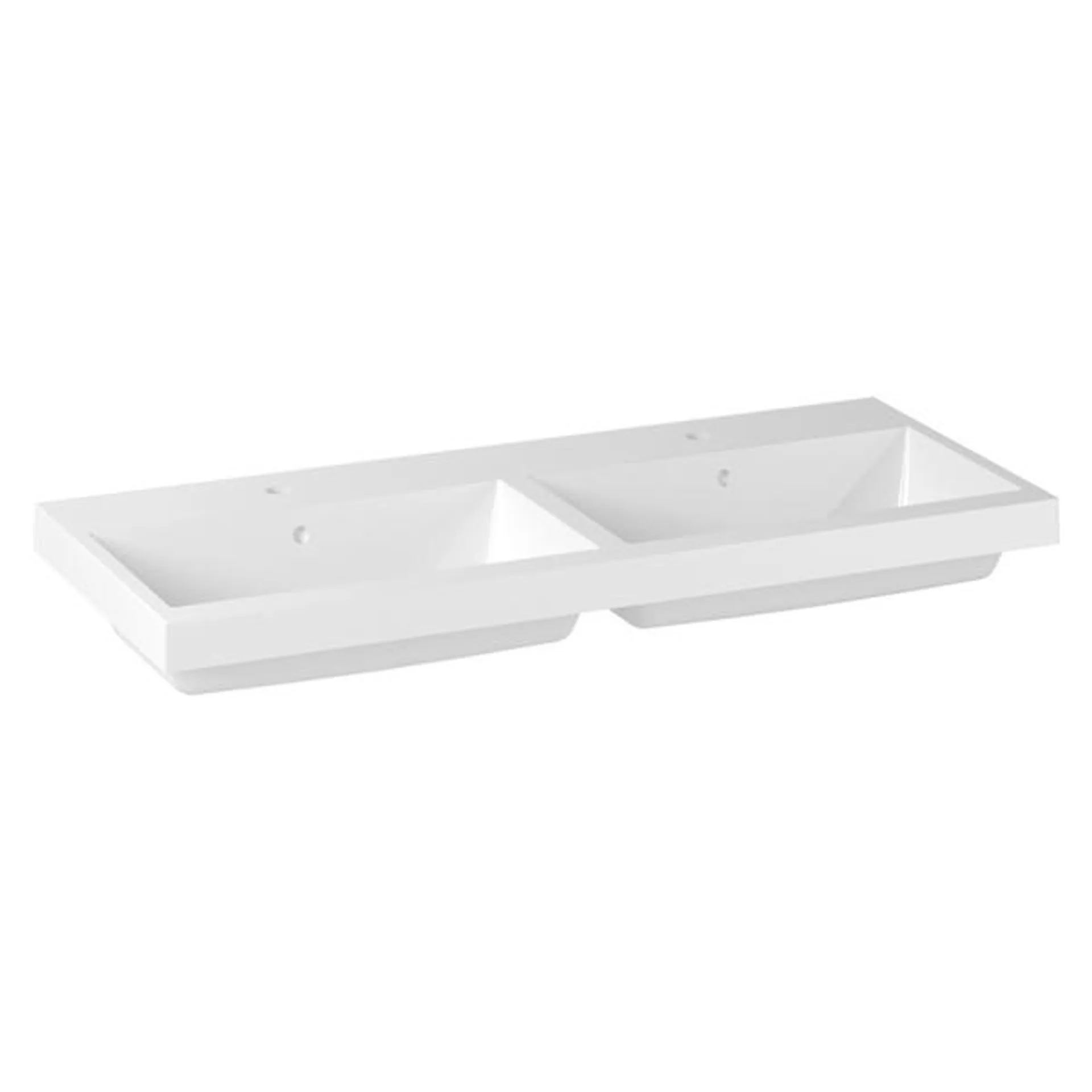 Lavabo da incasso rossini doppia vasca marmoresina bianco 120x51 cm (lxpxh)