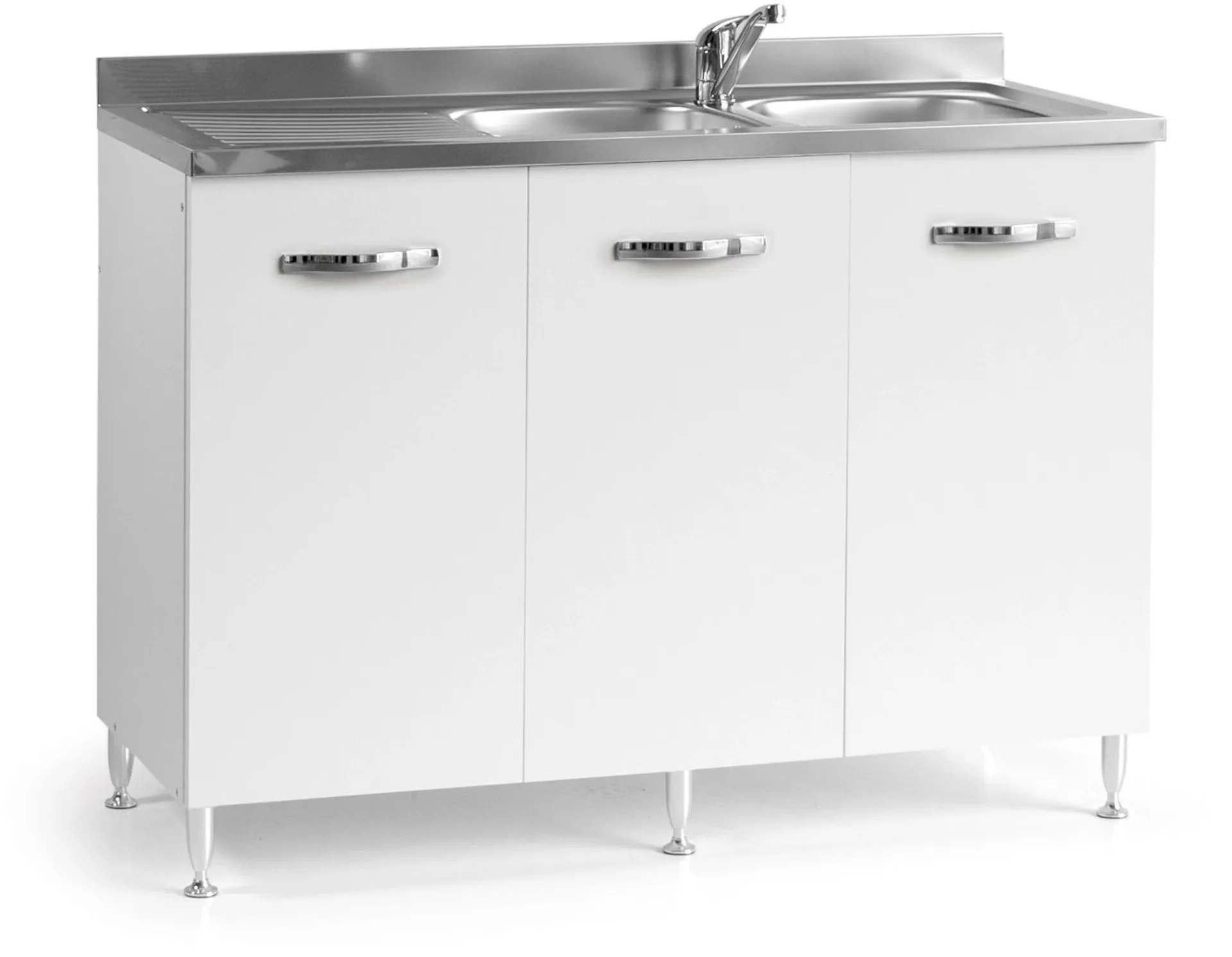 Base cucina sottolavello 3 ante 120 cm bianco frassinato