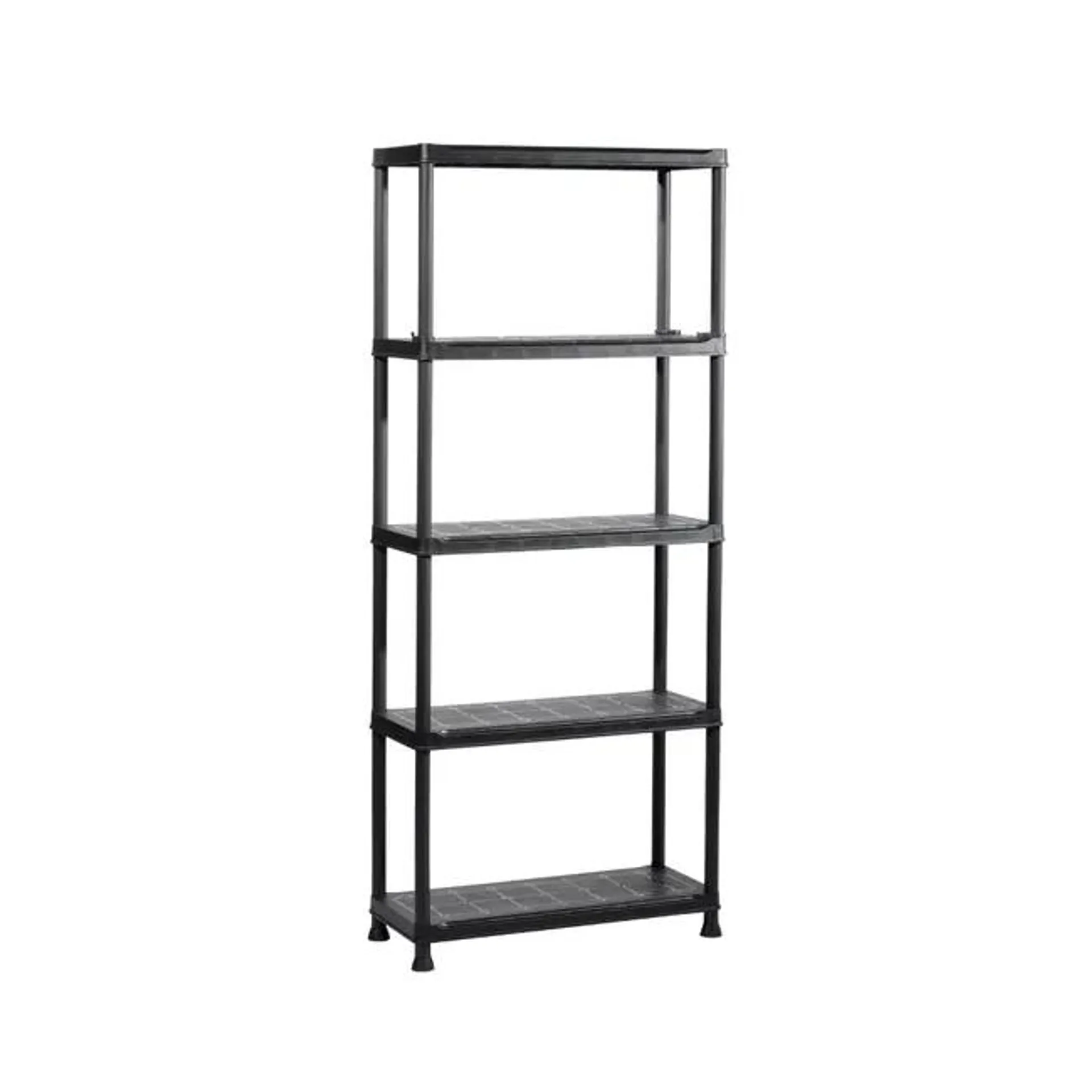 Scaffale in kit 5 ripiani PLUS SHELF 60/5 L 75 x P 32 x H 176 cm nero, portata per ripiano 30 kg