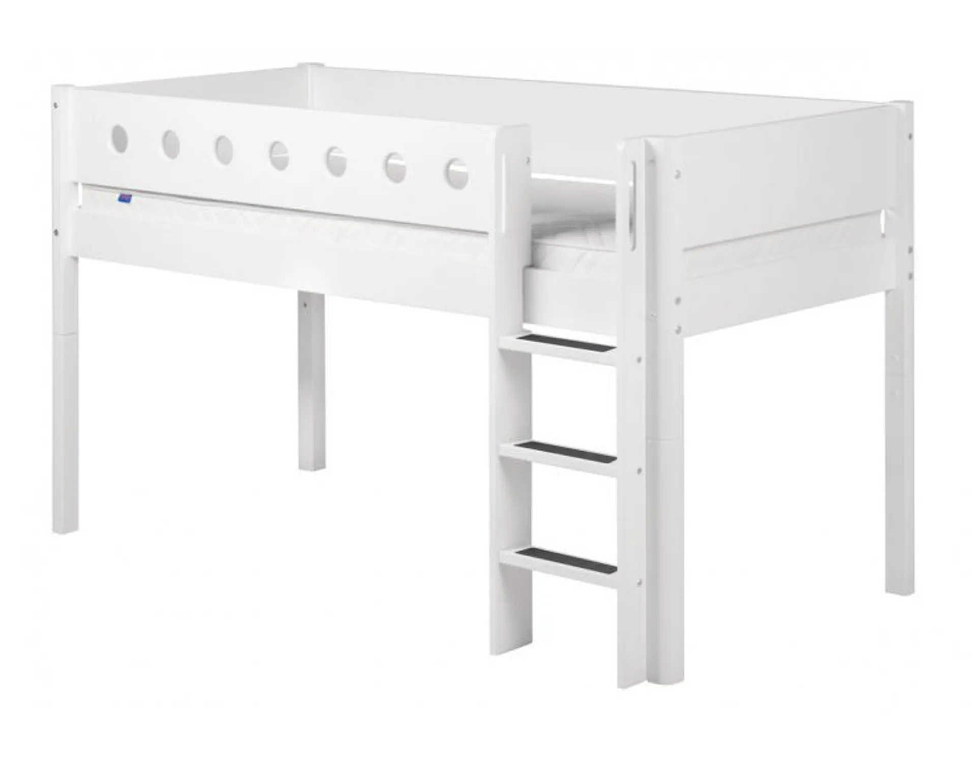 Letto semi elevato FLEXA White con scala dritta