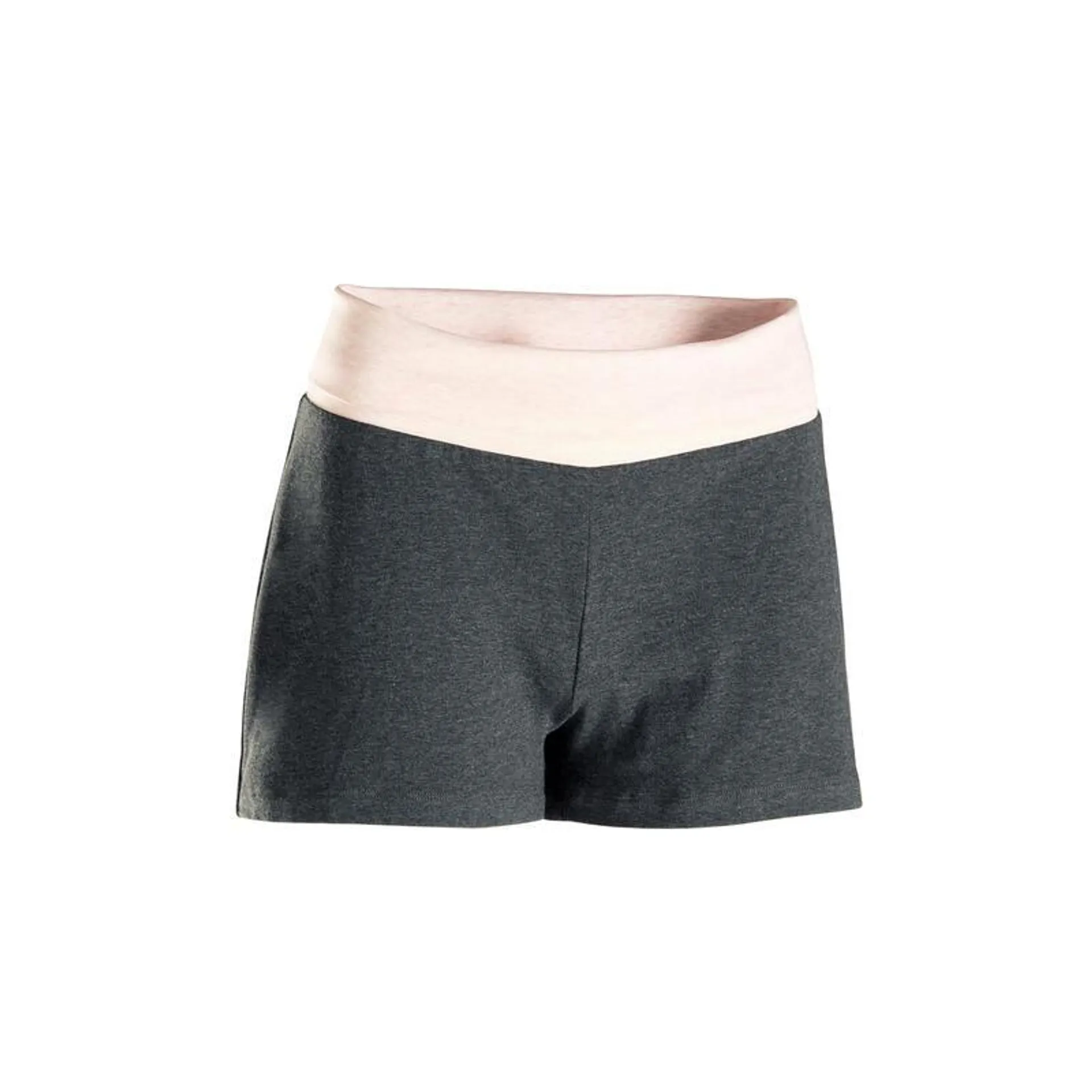 Pantaloncini donna yoga cotone bio grigio-rosa