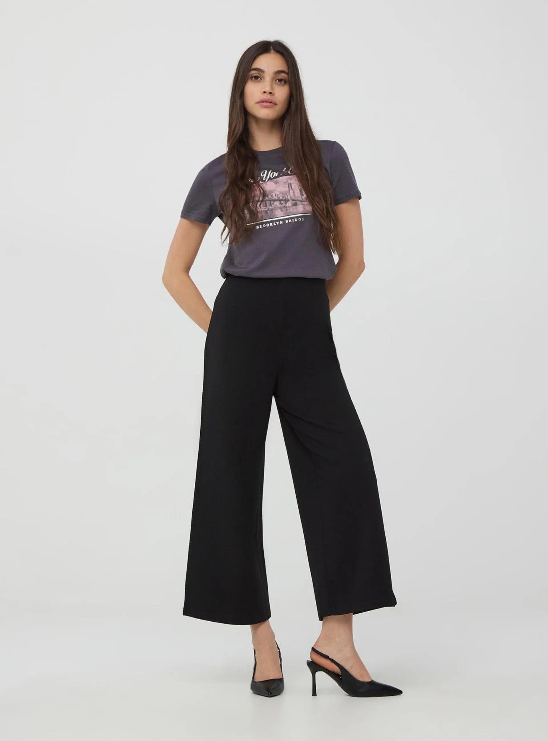 Pantaloni culotte in scuba Nero