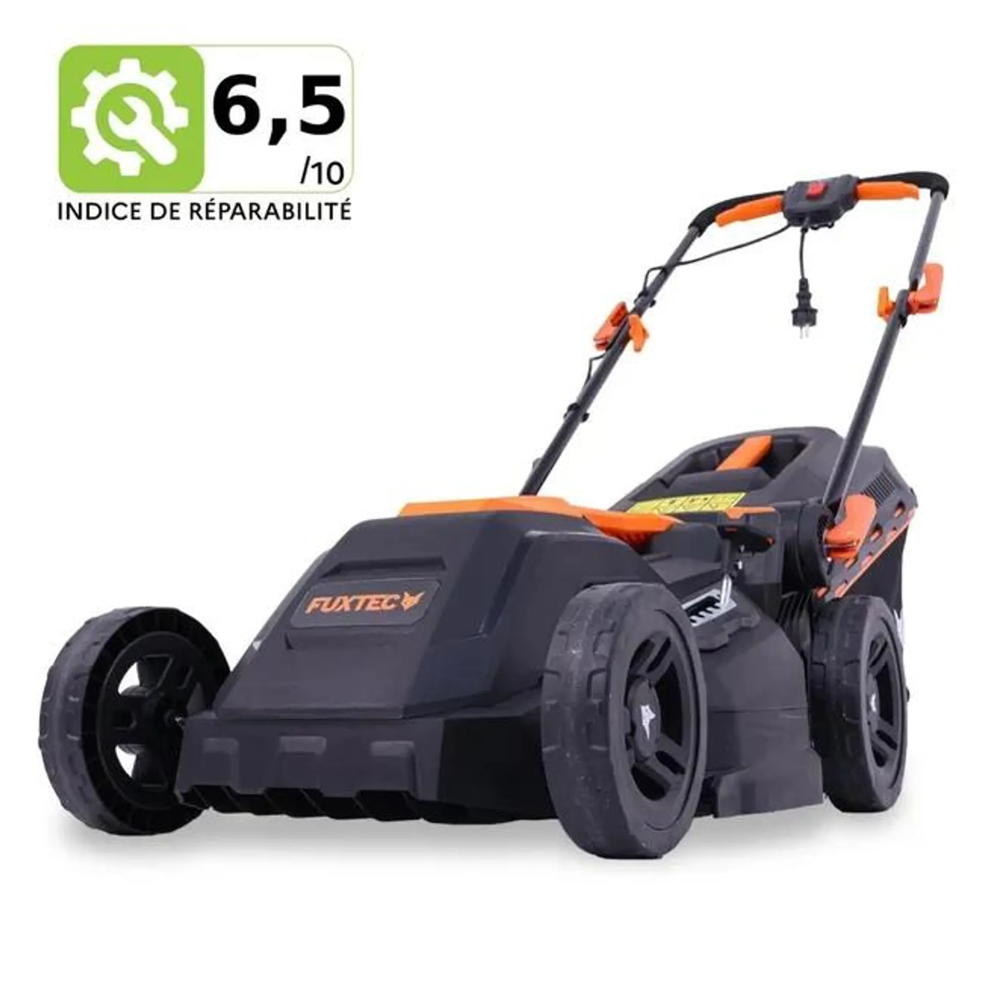 FUXTEC Tagliaerba elettrico con cavo tosaerba RME38 Larghezza di taglio di 380 mm | Cesto raccogli erba 40l Potenza di 1600W