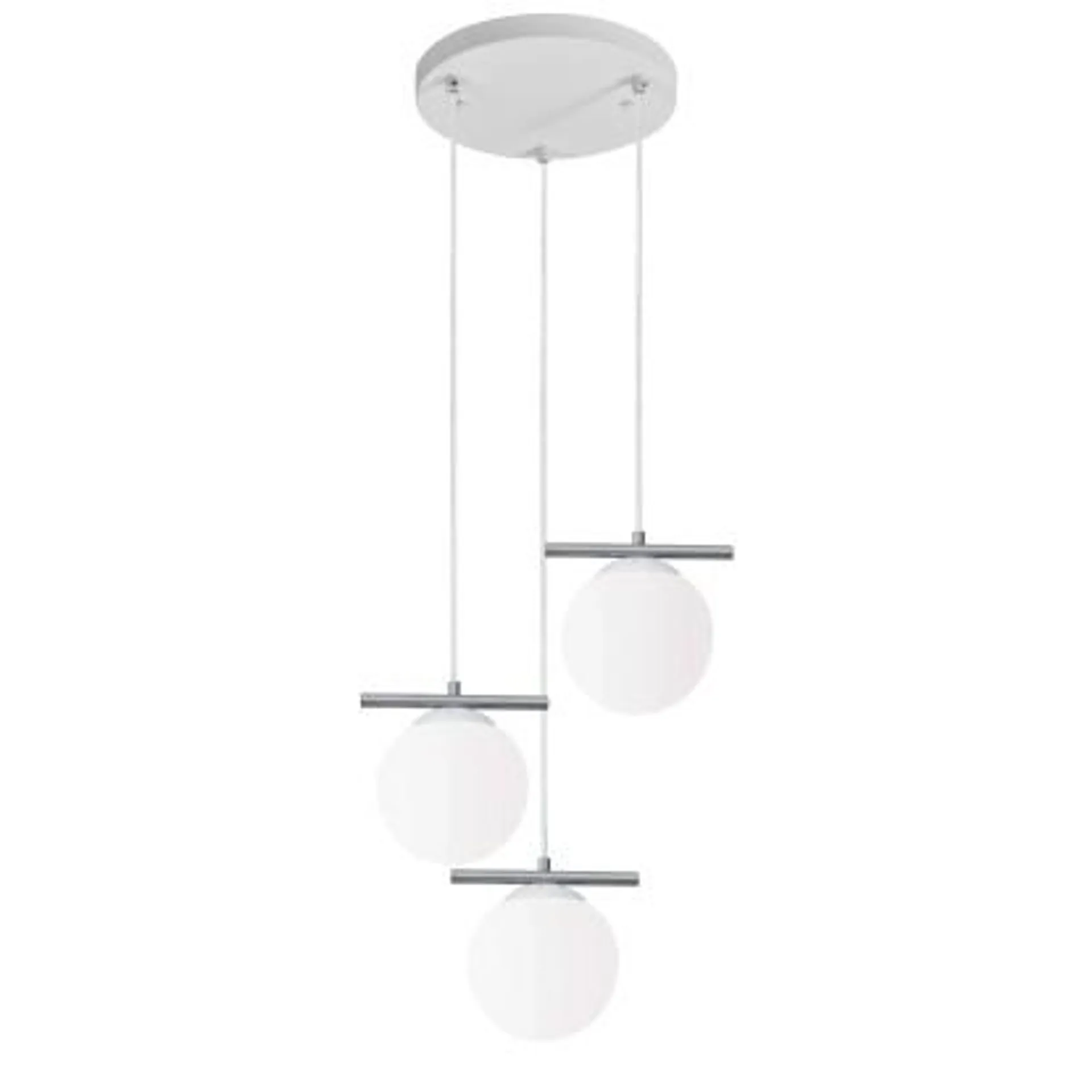 Sospensione da soffitto 3 luci Seby E14 25 W argento e bianco