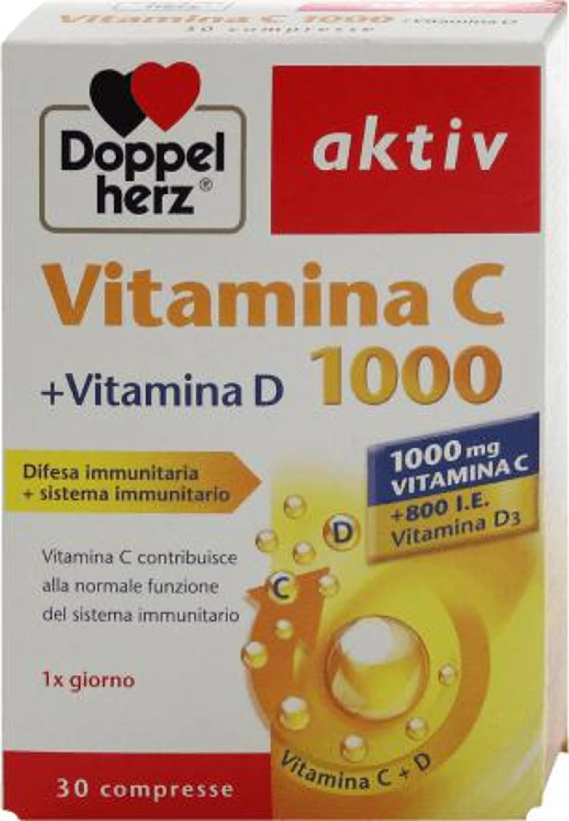 Vitamina C 1000 + vitamina D aktiv, 30 pz