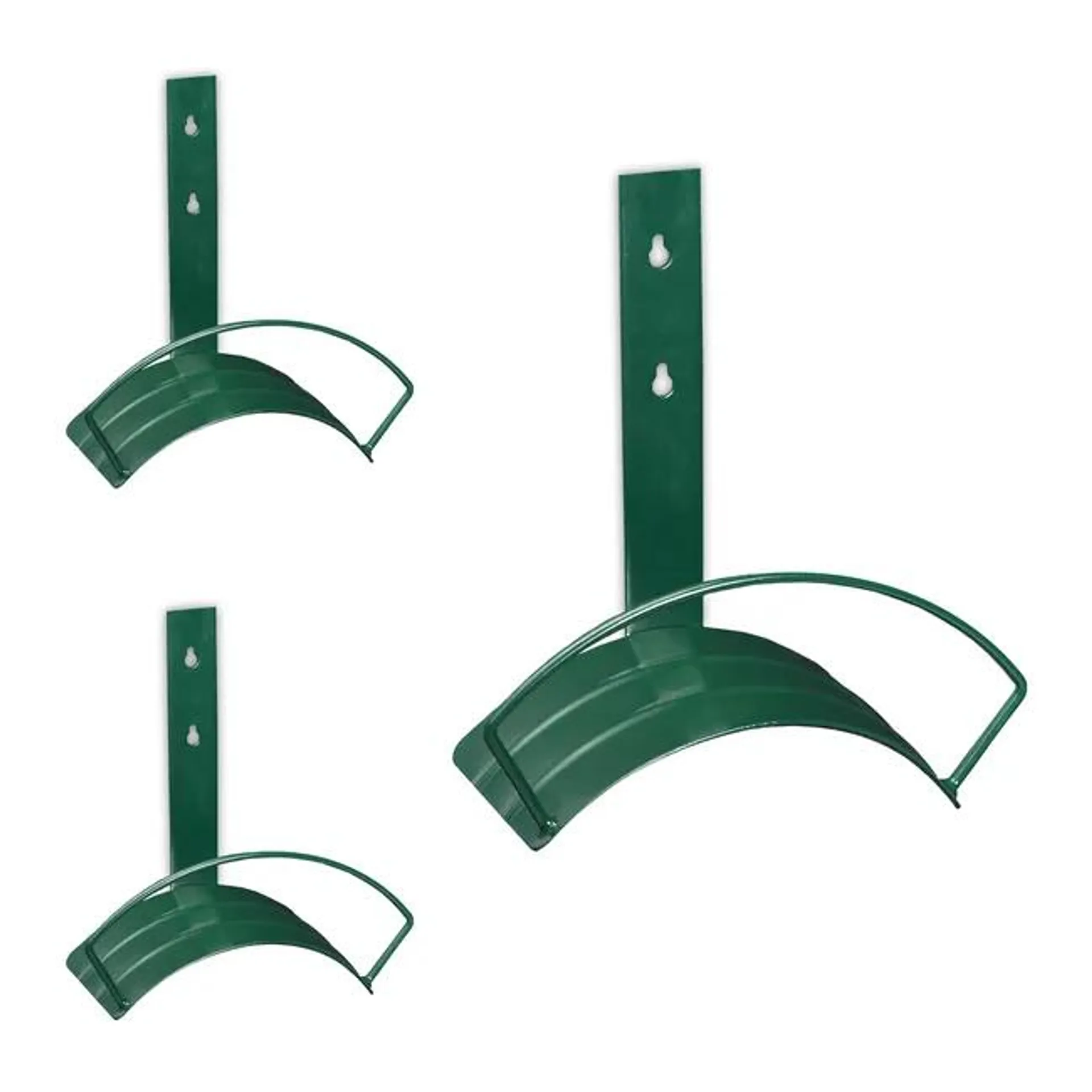 Relaxdays Portatubo da Parete, Set da 3, in Acciaio, per Tubi fino a 60 m e Attacco 5/8", HLP 33 x 32,5 x 16,5 cm, Verde