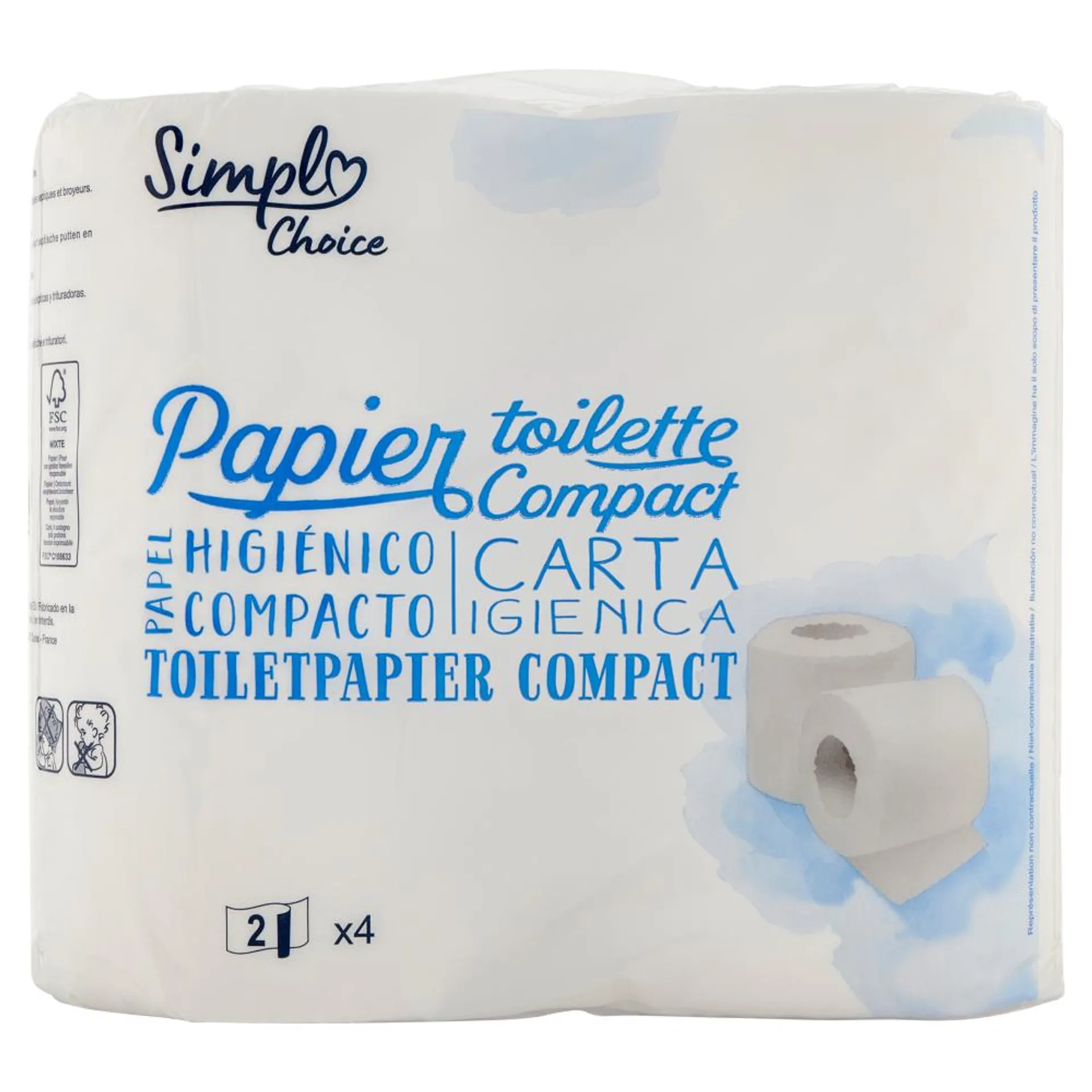 Simpl Choice Papier toilette Compact Carta Igienica 2 Veli 4 pz