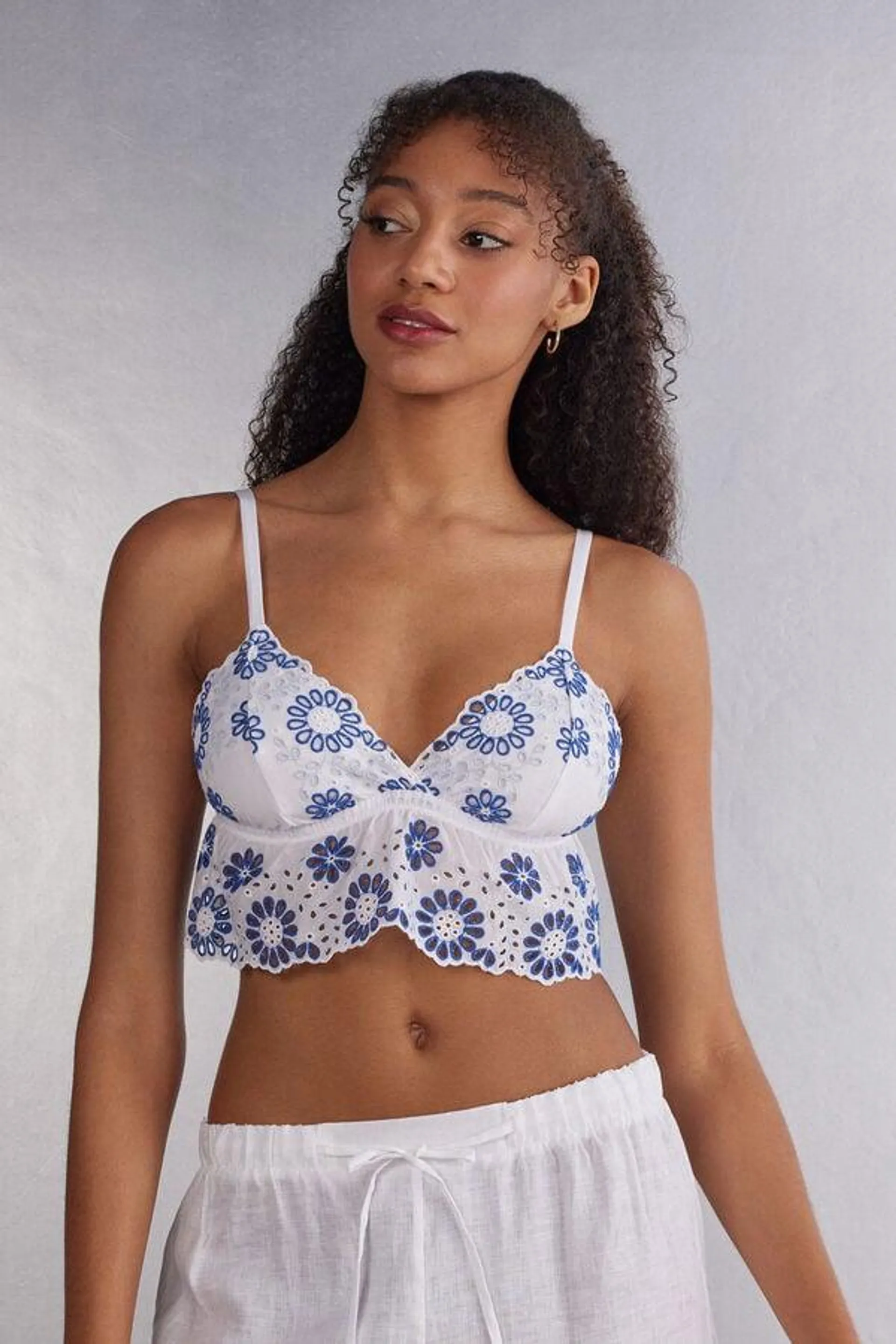 Bra Top in Cotone Good Morning Santorini