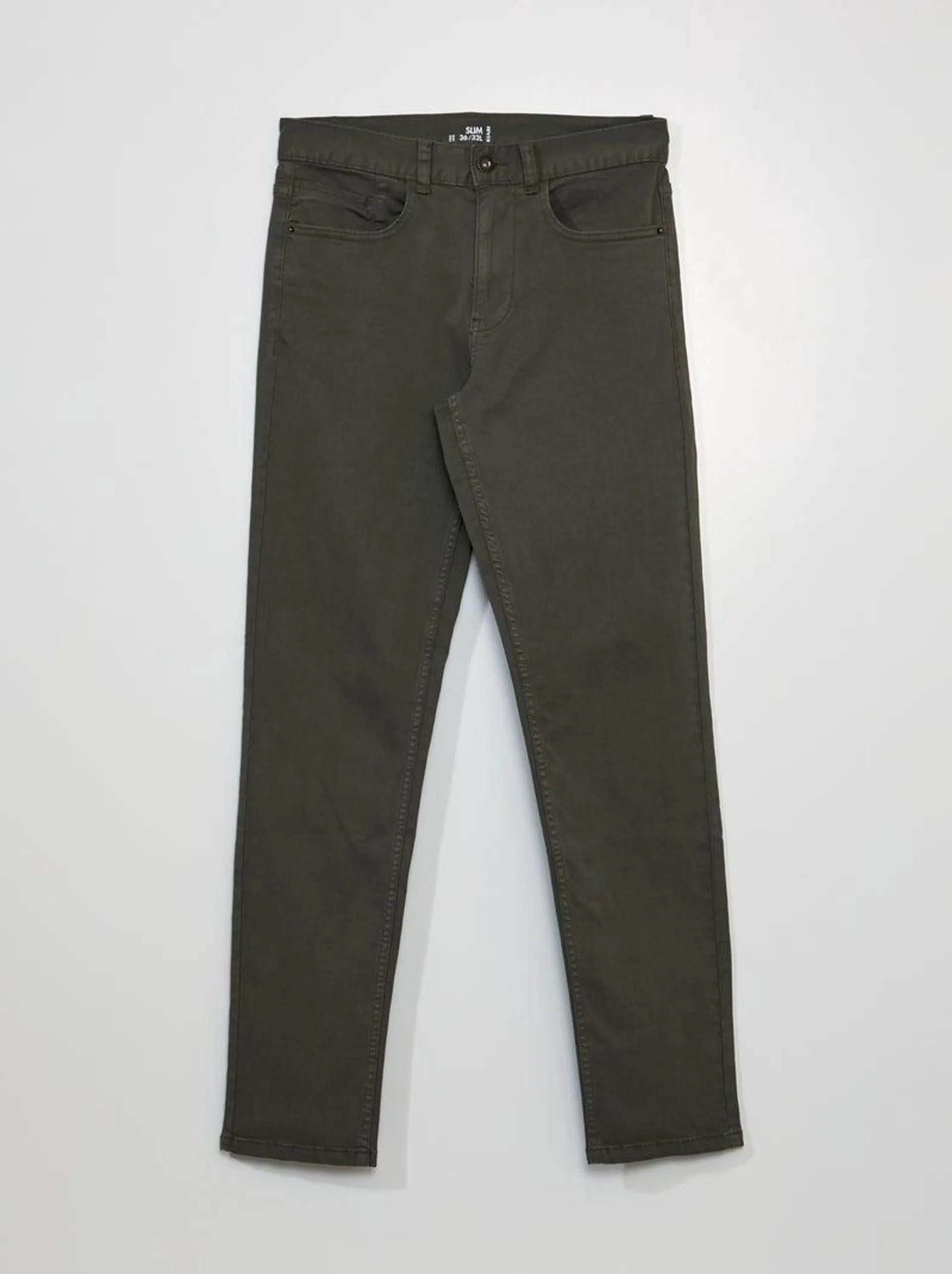 Pantaloni chino slim 5 tasche - L32 - KAKI