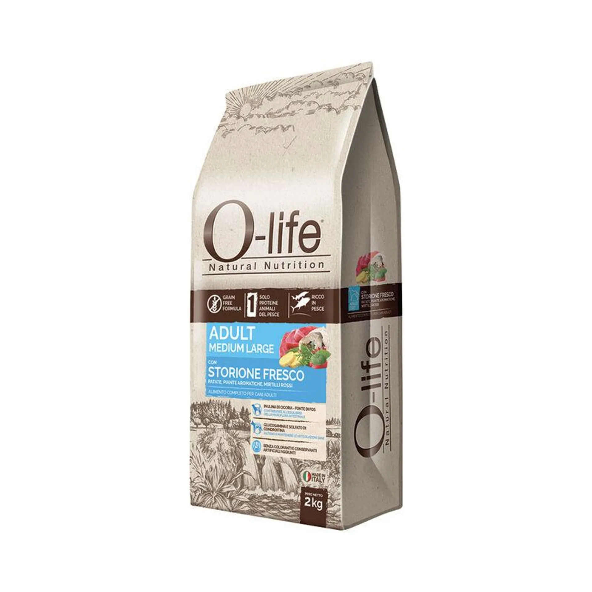 O-life Dog Adult Medium Large con Storione Fresco 2 kg