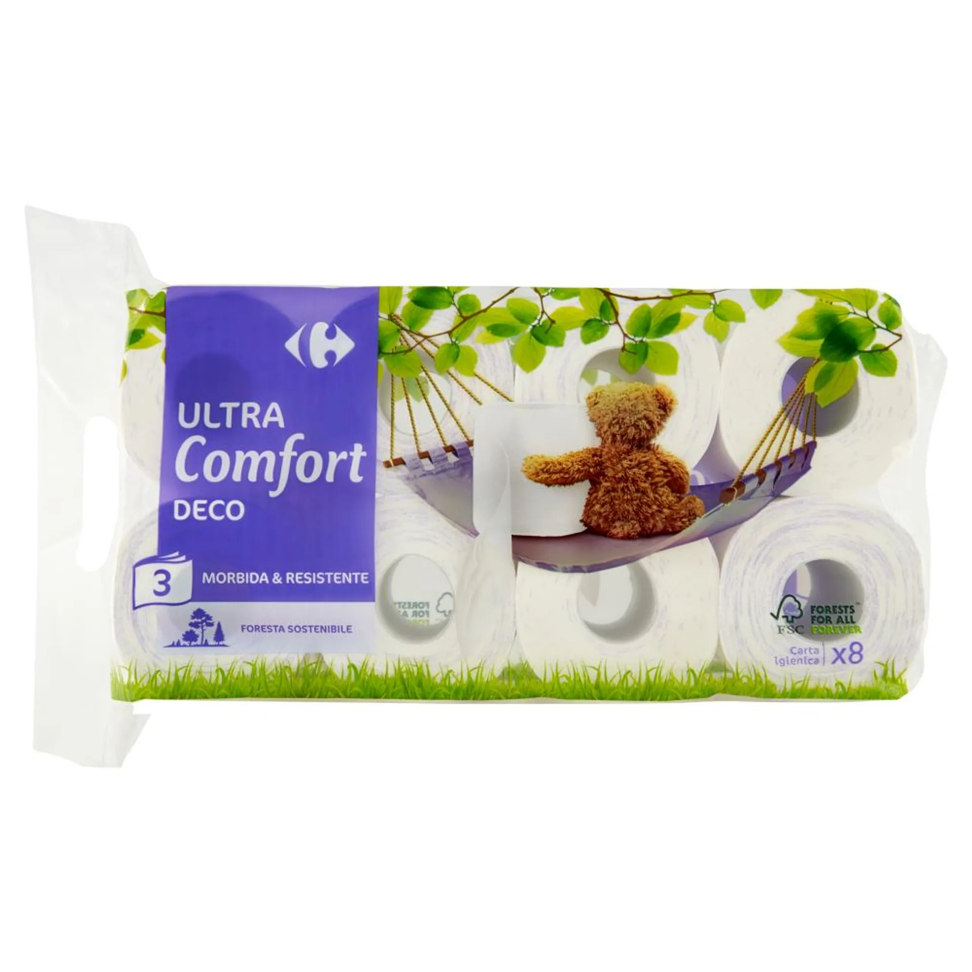 Carrefour Ultra Comfort Deco 3 veli Carta igienica 8 rotoli