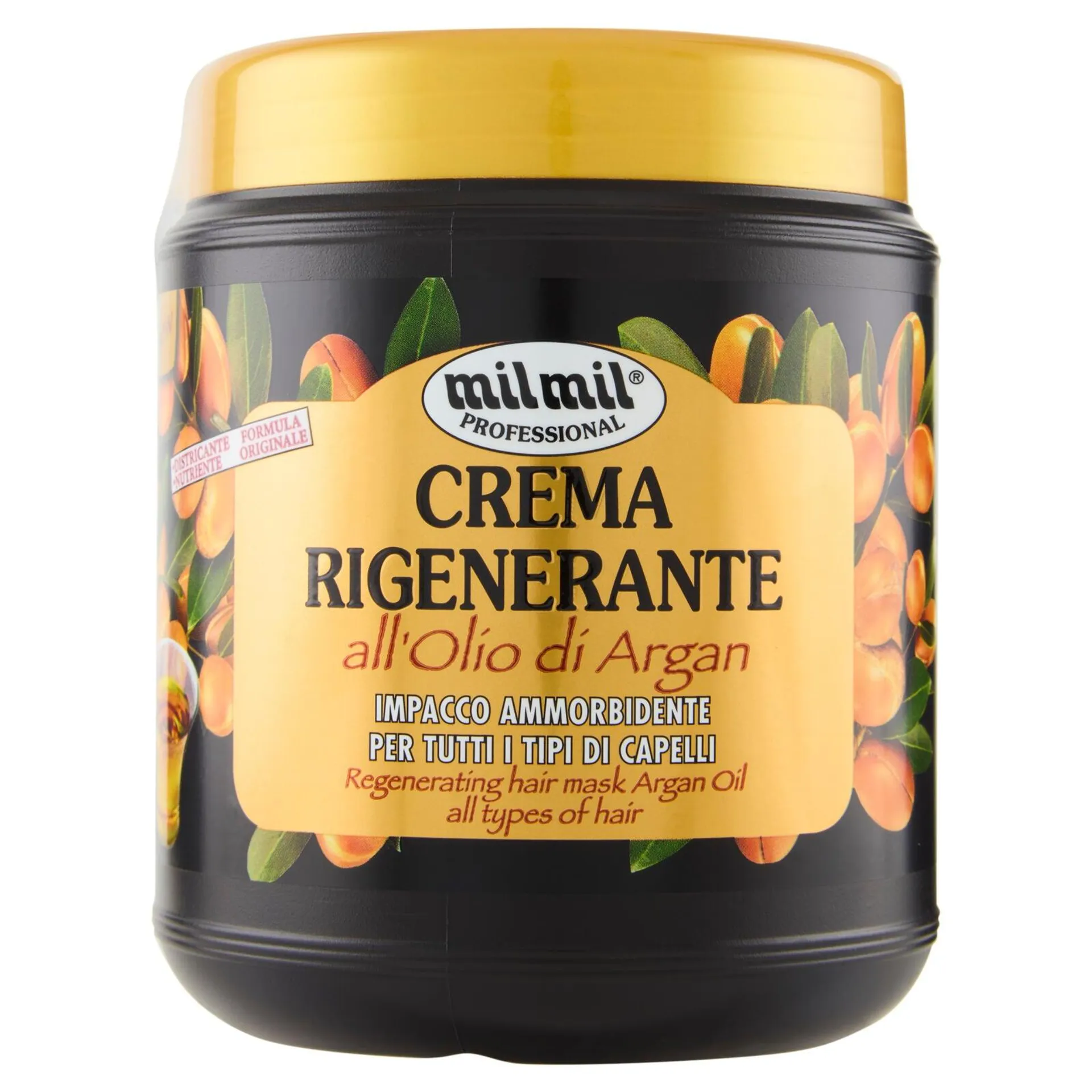 milmil Professional Crema Rigenerante all'Olio di Argan per Tutti i Tipi di Capelli 1000 ml