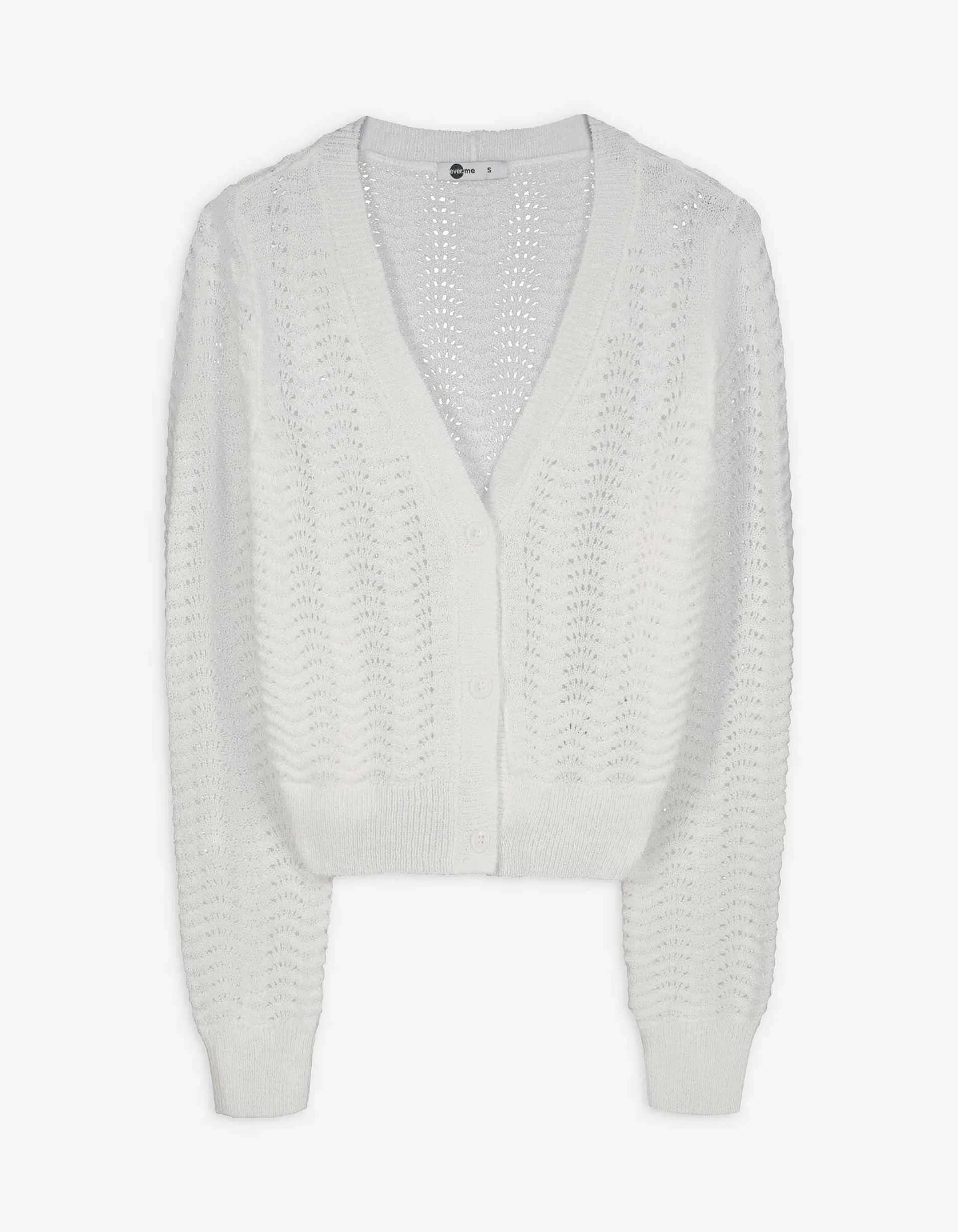 Giacca in maglia - Scollo a V - bianco