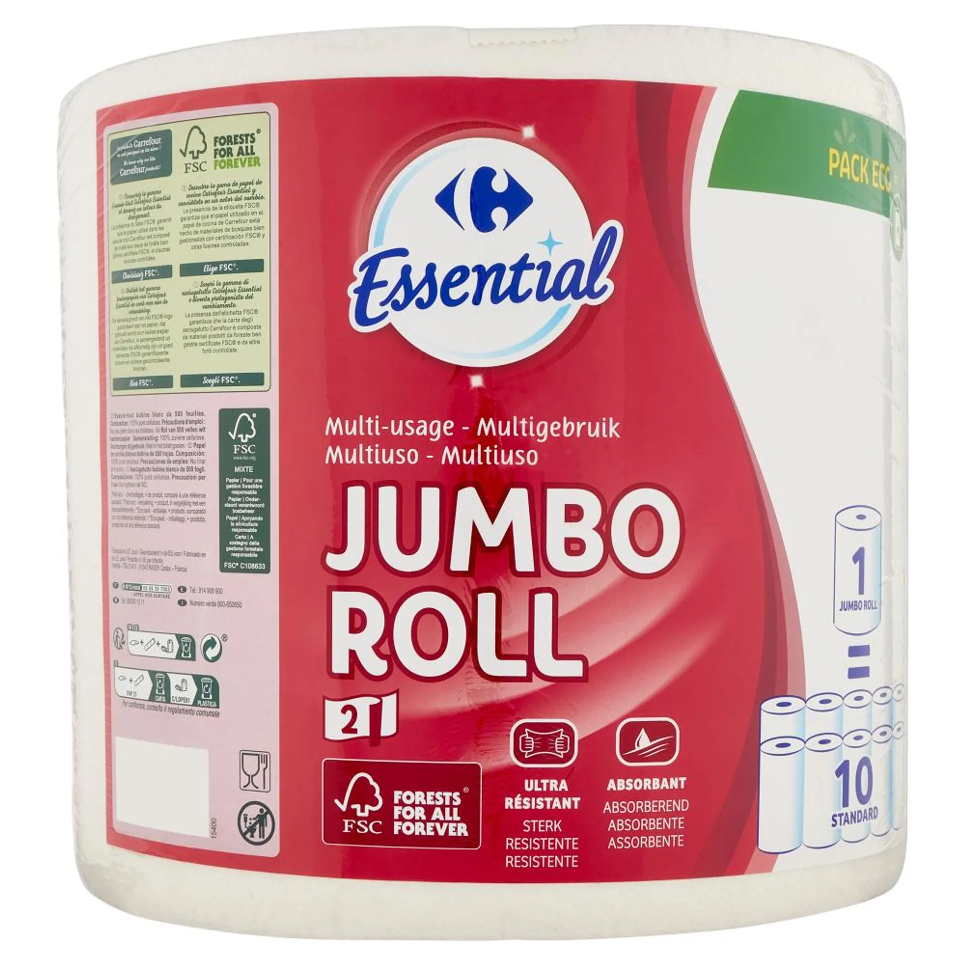 Carrefour Essential Multiuso Jumbo Roll 2 veli 1 pz