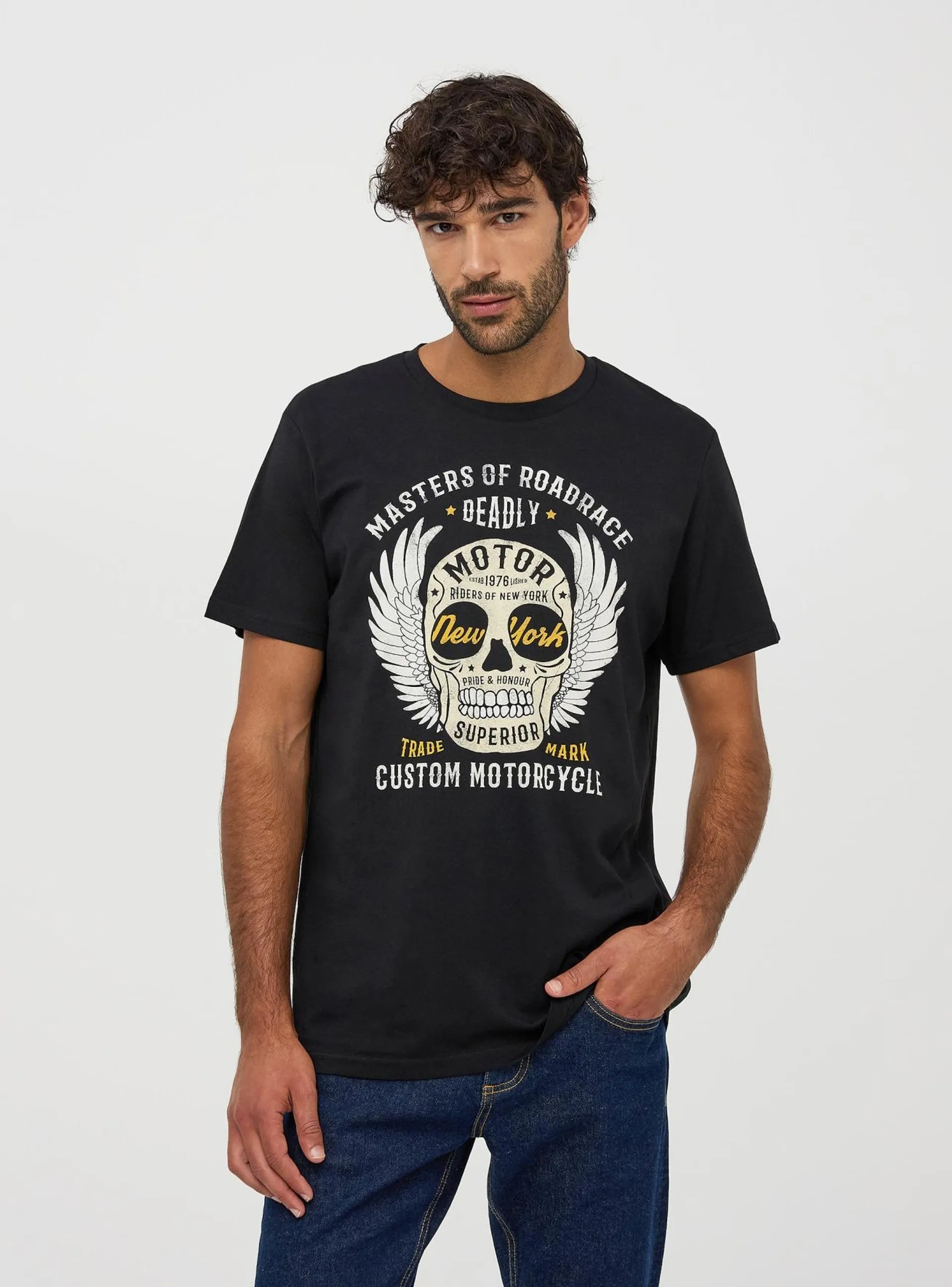 T-shirt con stampa teschio Nero