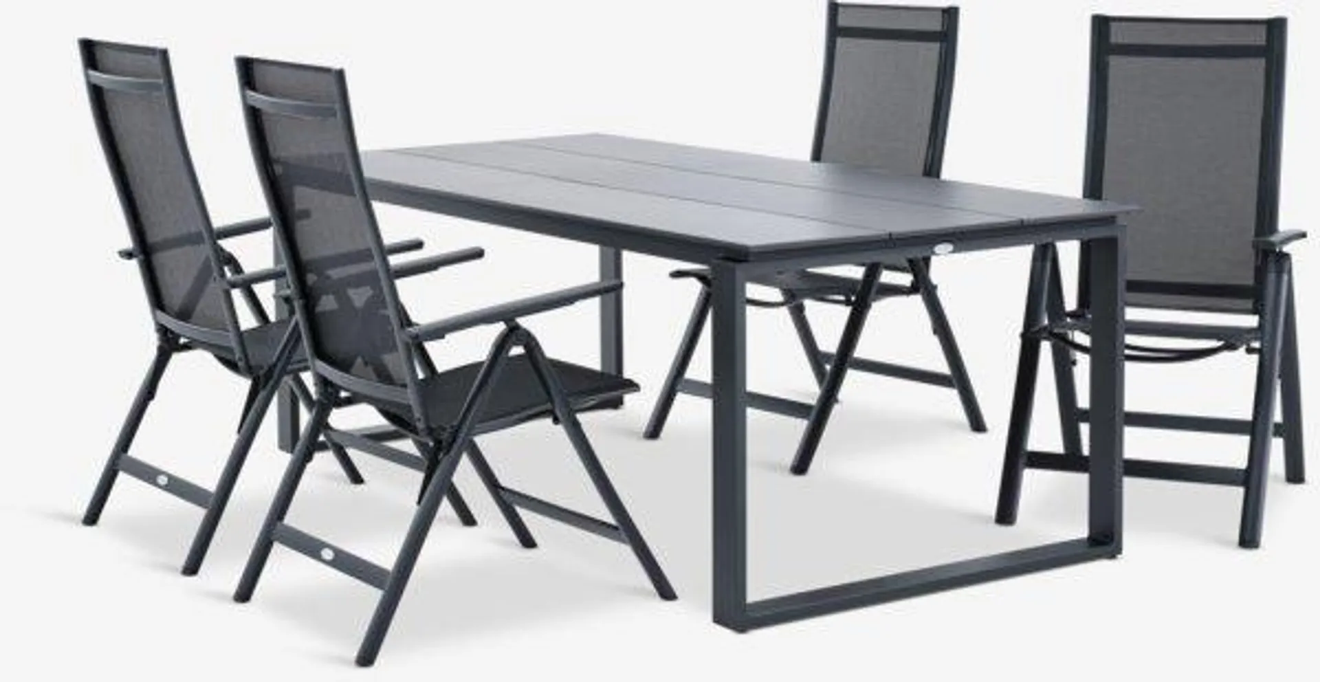 Tavolo KOPERVIK L215 cm grigio + 4 Sedie LOMMA nero