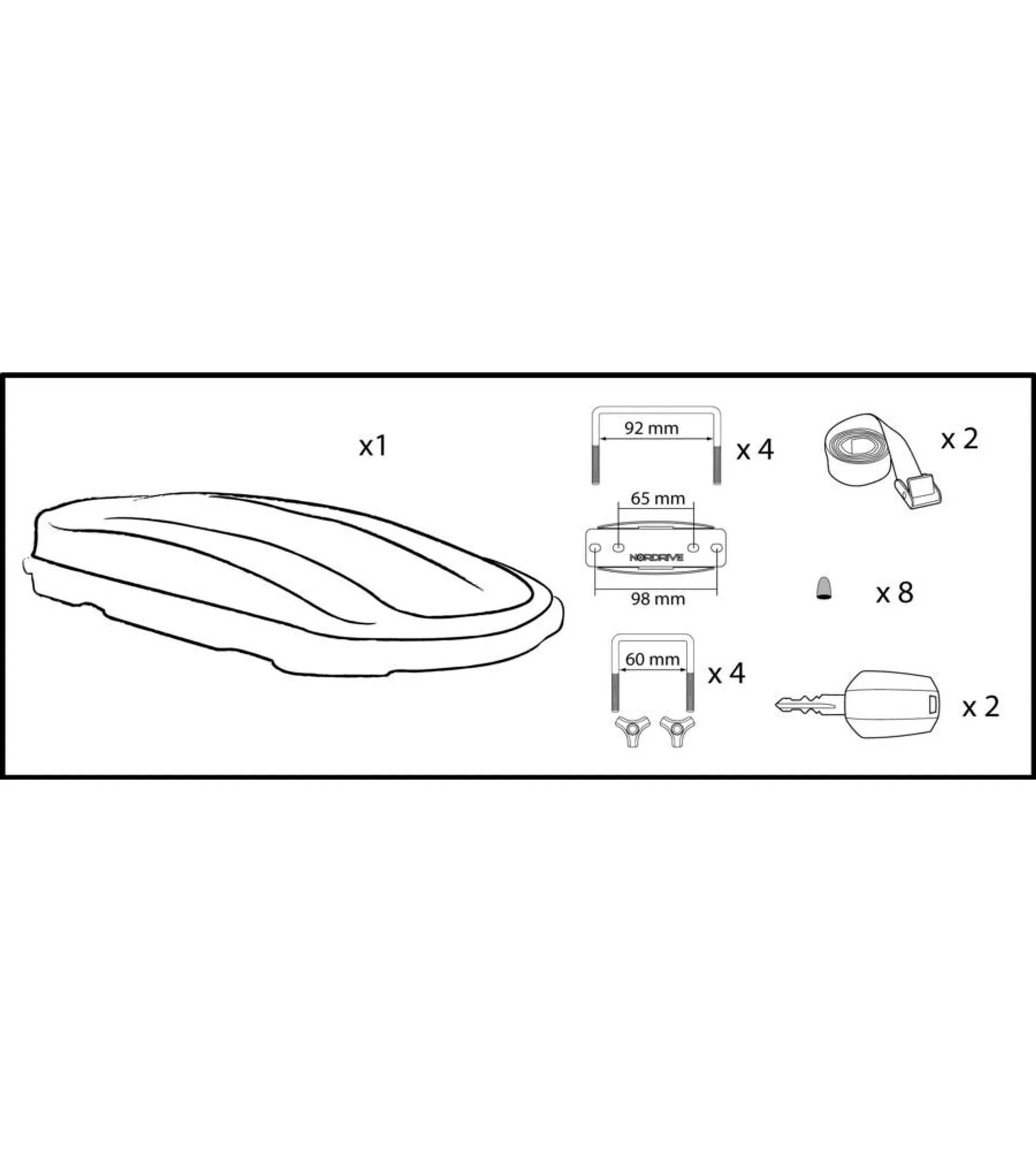 BOX TETTO PER AUTO 330 LITRI IN ABS NERO LUCIDO - N60002