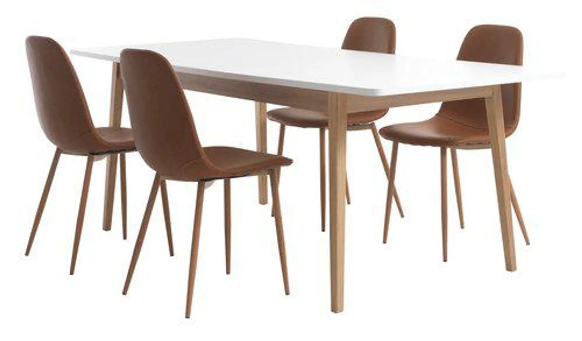 Mesa GAMMELGAB L160/200 + 4 sillas JONSTRUP marrón/roble