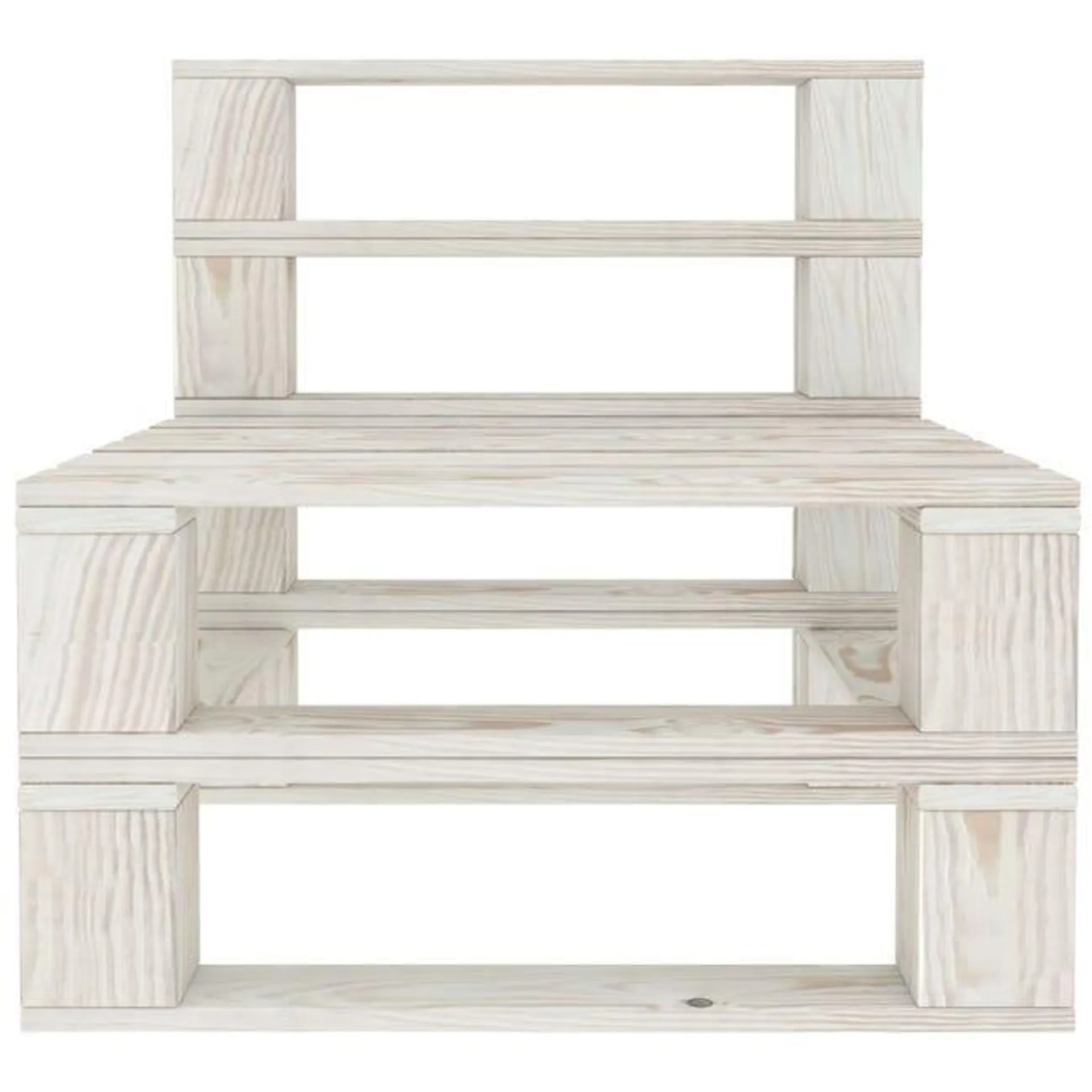 Divano Centrale da Giardino | Sofà da Giardino | Divano per Esterni su Pallet in Legno Bianco CFW598647