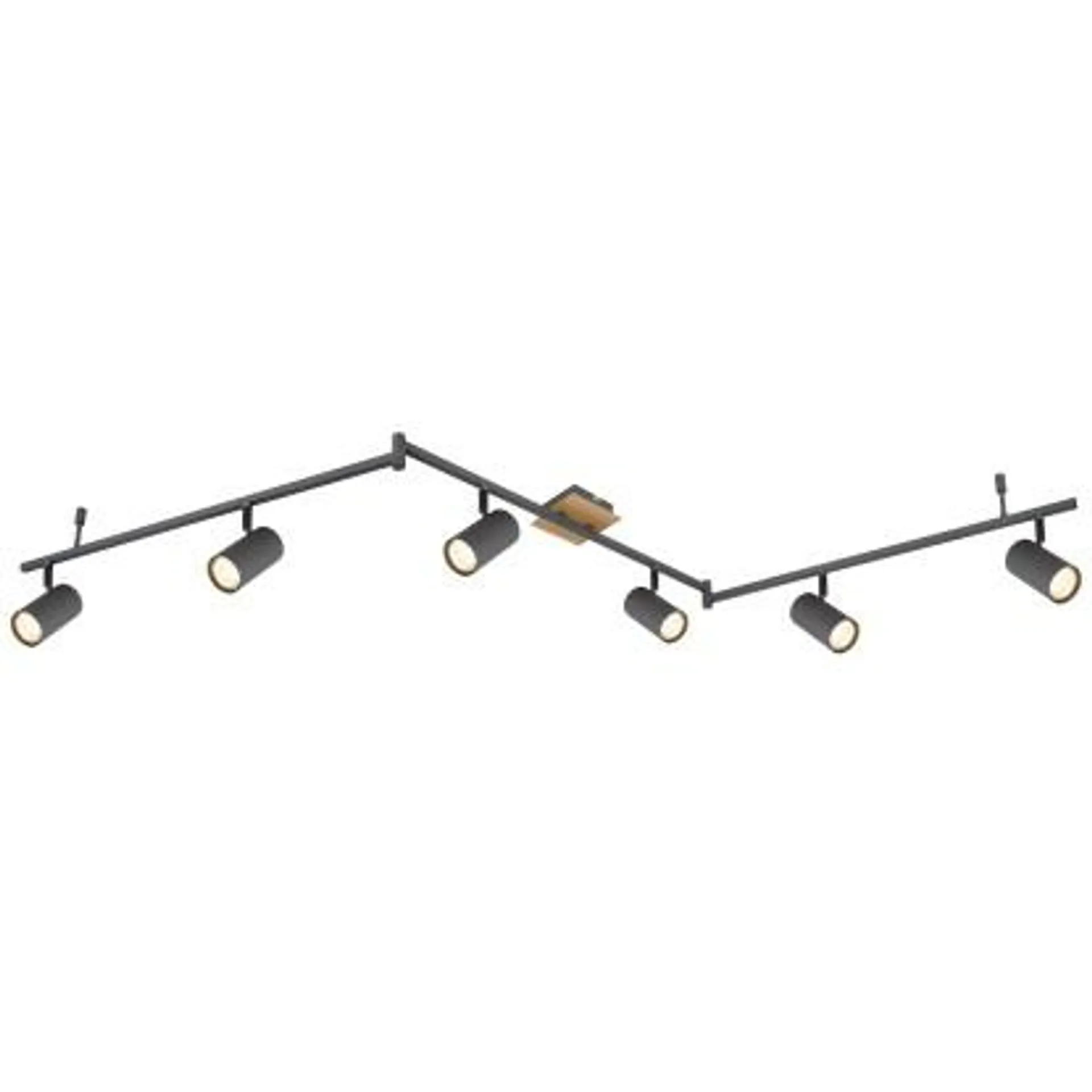 Barra LED 6 faretti Robby metallo grafite ed effetto legno escl. GU10 35 W 230 V