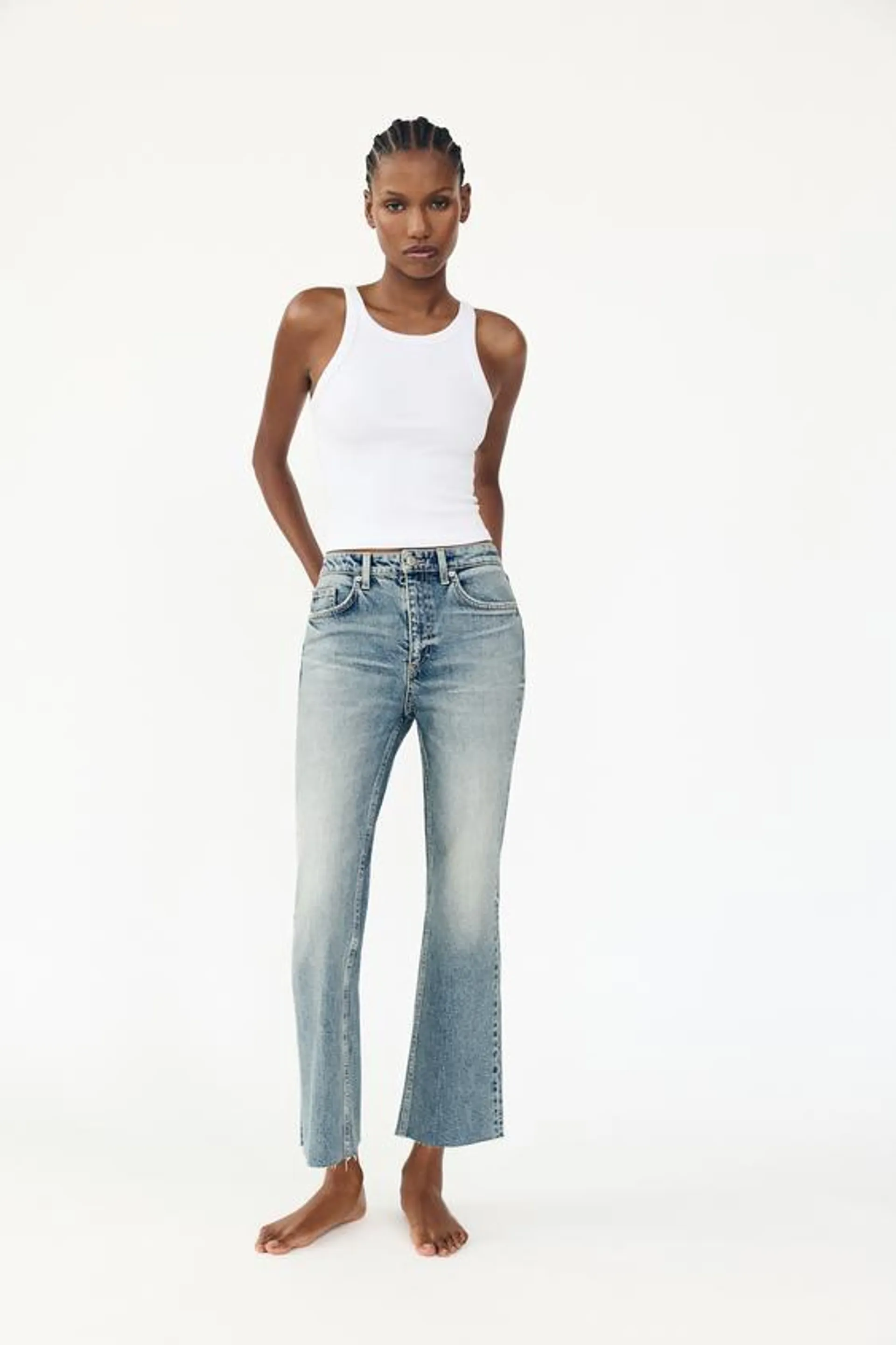 JEANS TRF CROPPED FLARE A VITA ALTA